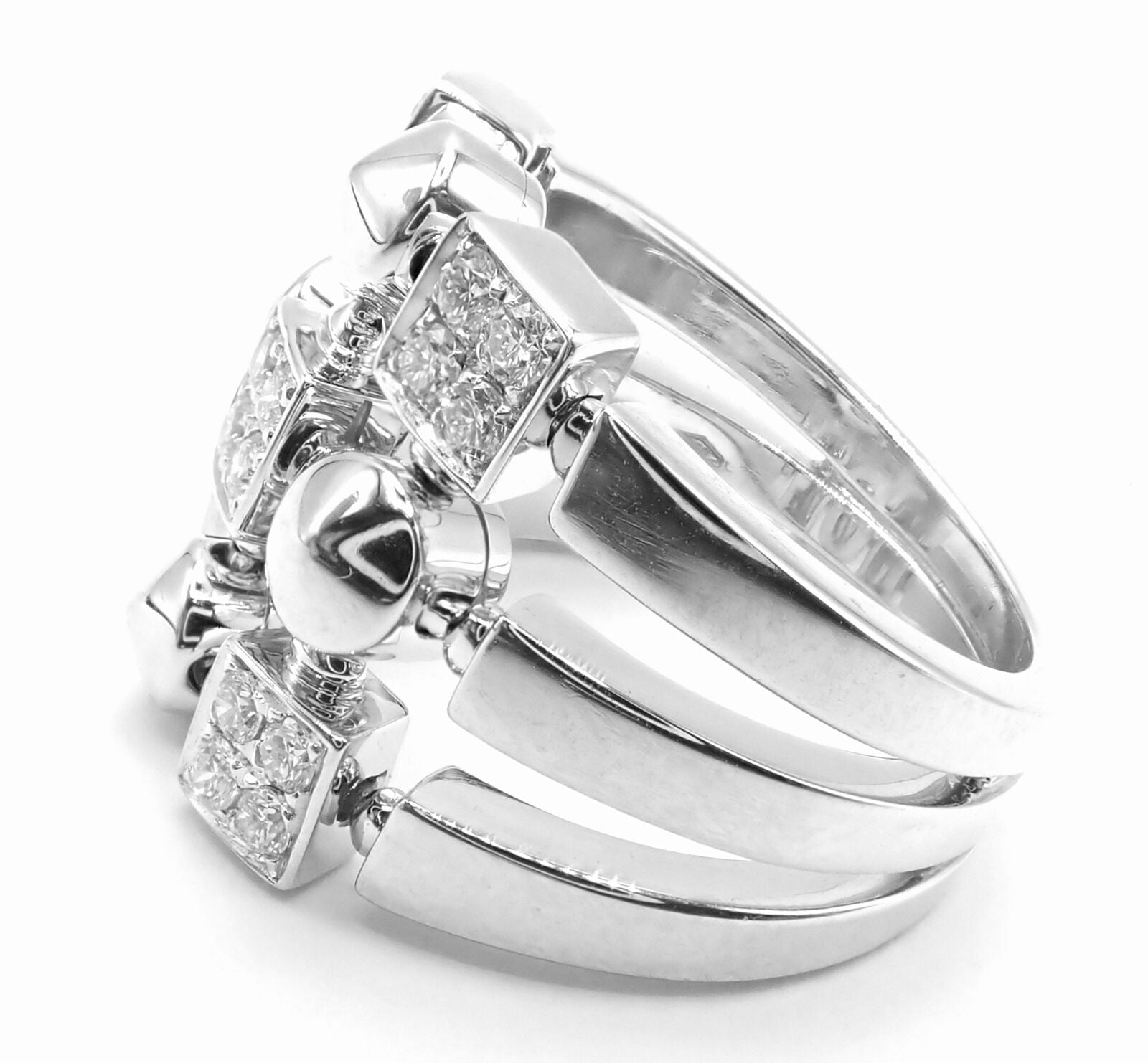 Authentic! Bvlgari Bulgari 18k White Gold Lucea Diamond Band Ring Paper | Fortrove