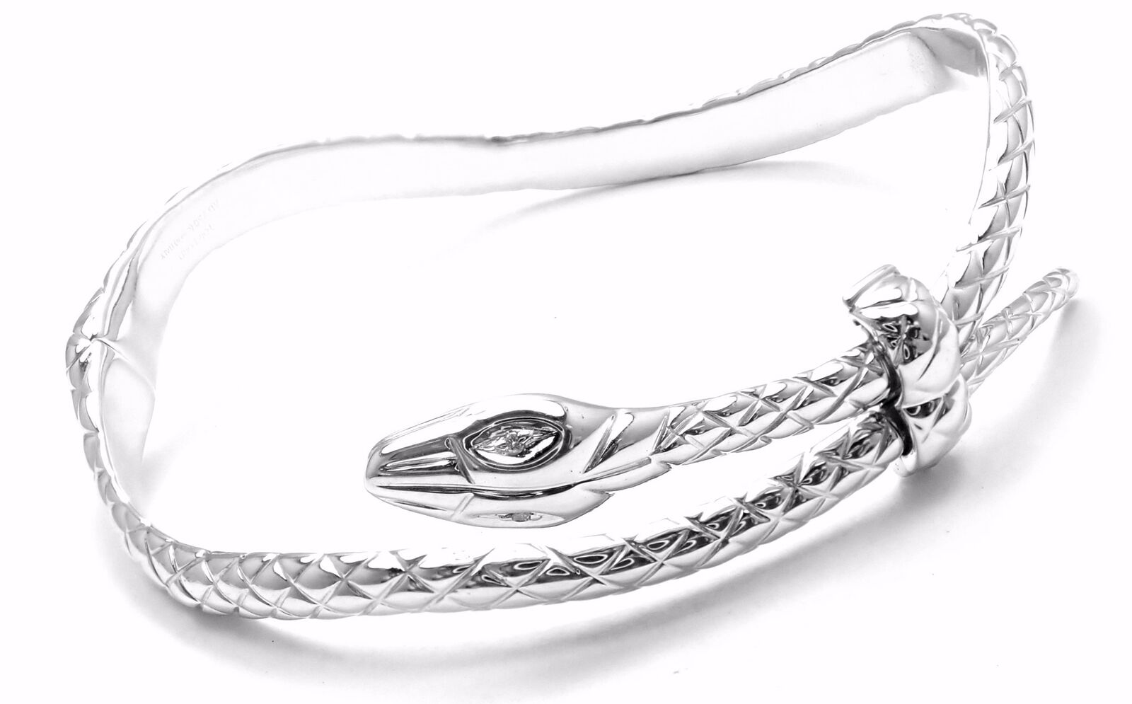Rare! Authentic Tom Ford 18k White Gold Diamond Snake Bangle Bracelet | Fortrove