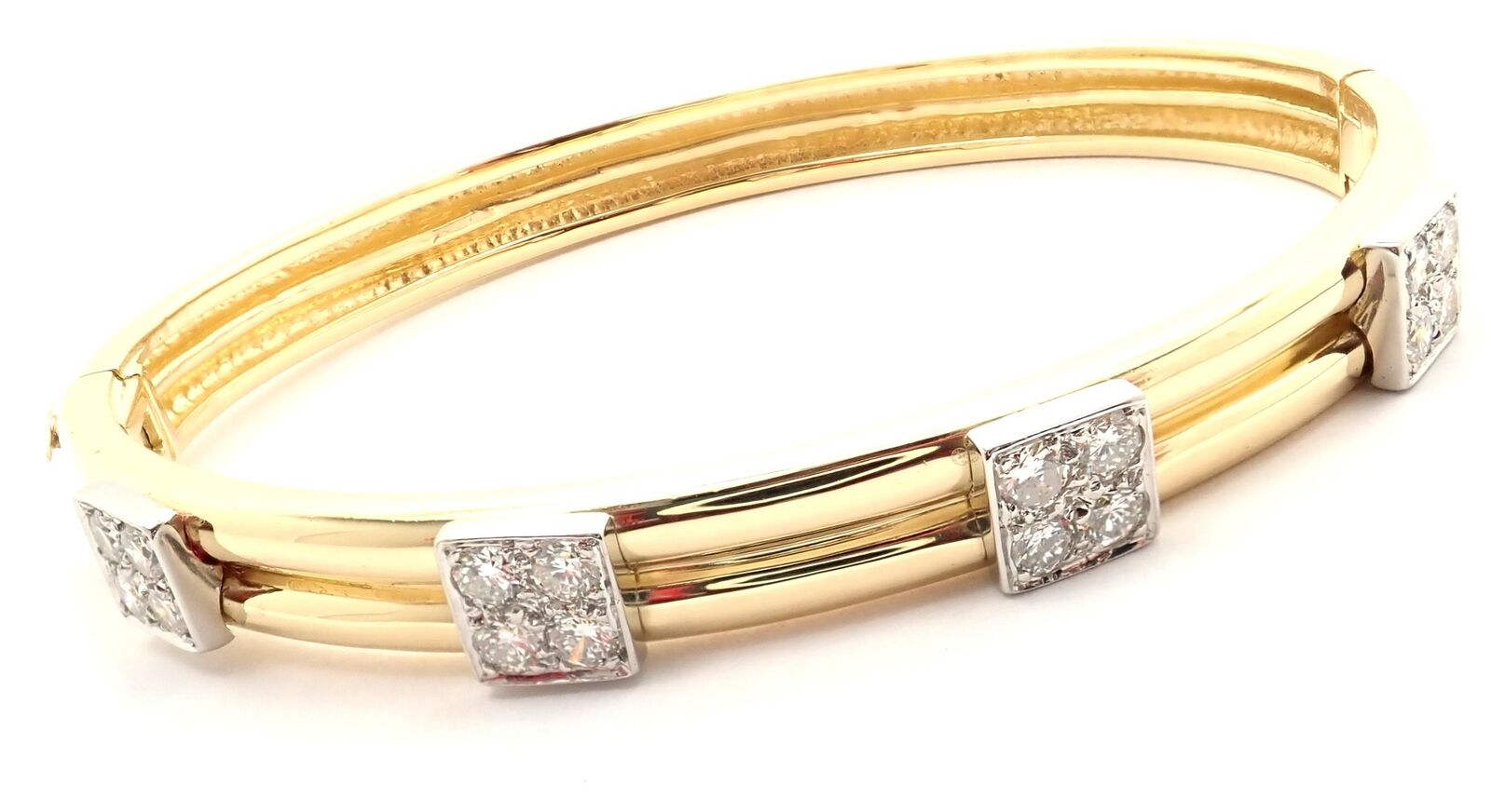 Rare! Vintage Authentic Tiffany & Co 18k Yellow Gold Diamond Bangle Bracelet | Fortrove