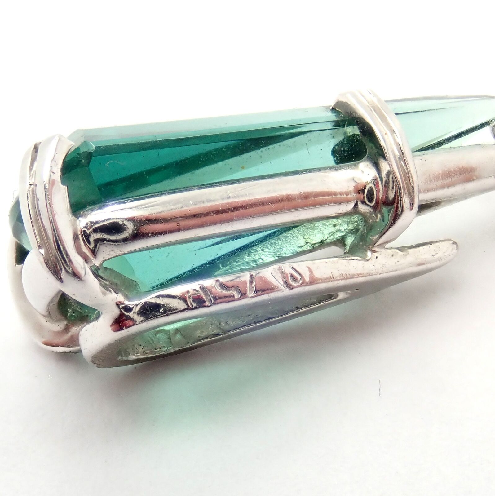 Rare! Authentic H. Stern 18k White Gold Diamond Blue Green Tourmaline Necklace | Fortrove