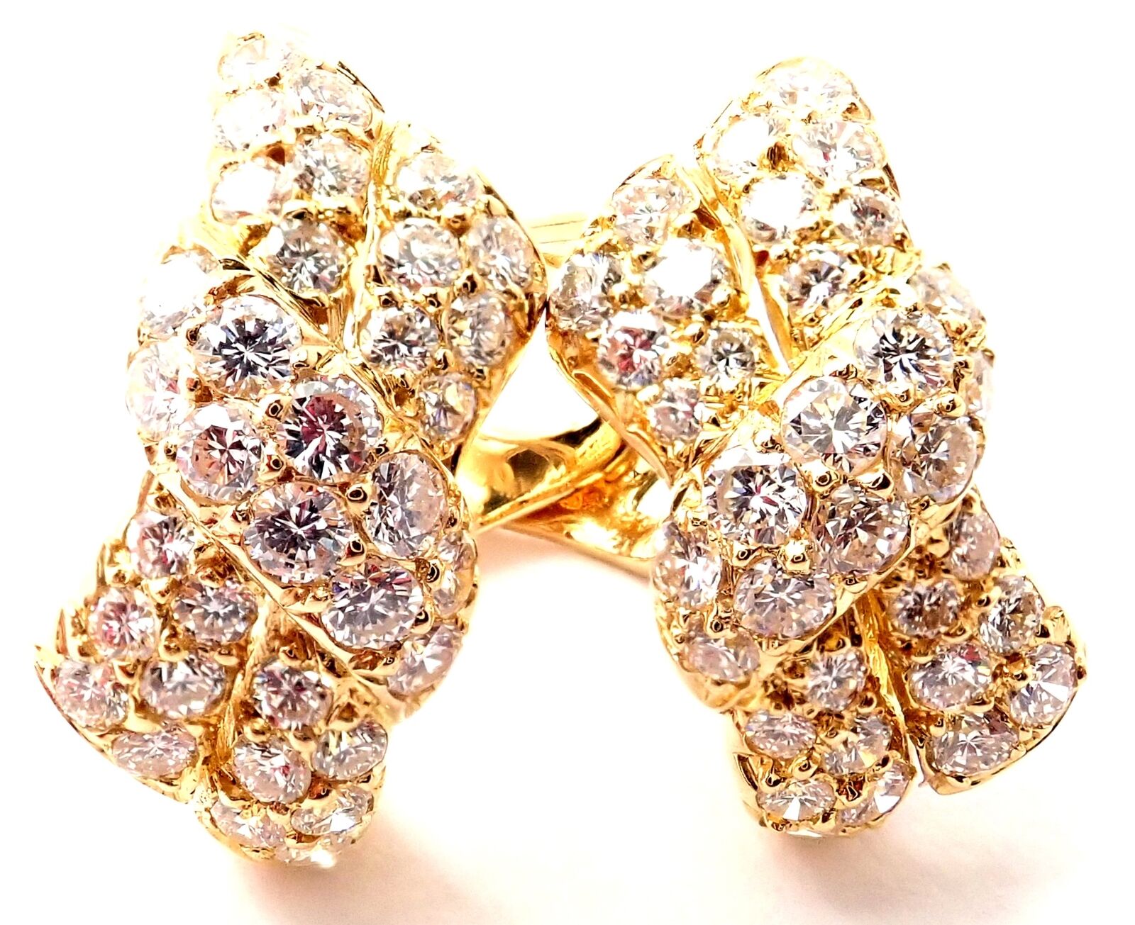 Van Cleef & Arpels Jewelry & Watches:Fine Jewelry:Earrings Rare! Authentic Van Cleef & Arpels 18k Yellow Gold Diamond Bow Earrings Paper