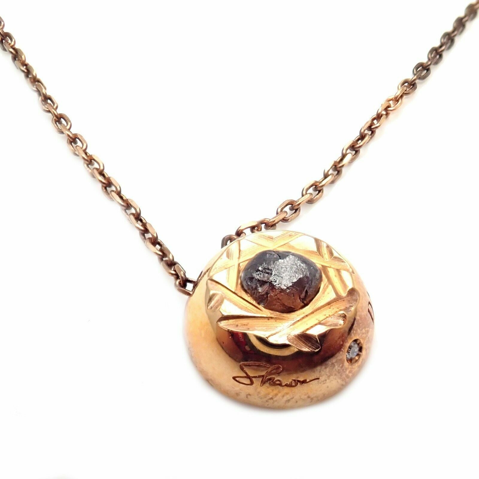 Damiani Jewelry & Watches:Vintage & Antique Jewelry:Necklaces & Pendants Authentic Damiani 18k Rose Gold Maji Sharon Stone Rough Diamond Pendant Necklace