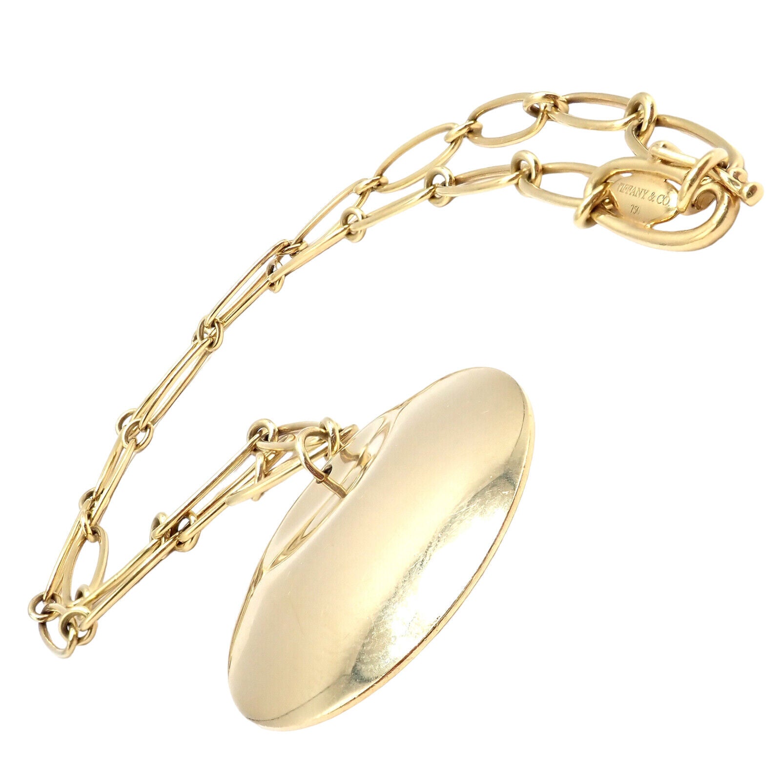 Authentic! Tiffany & Co Peretti 18k Yellow Gold 30mm Disc Pendant Necklace | Fortrove