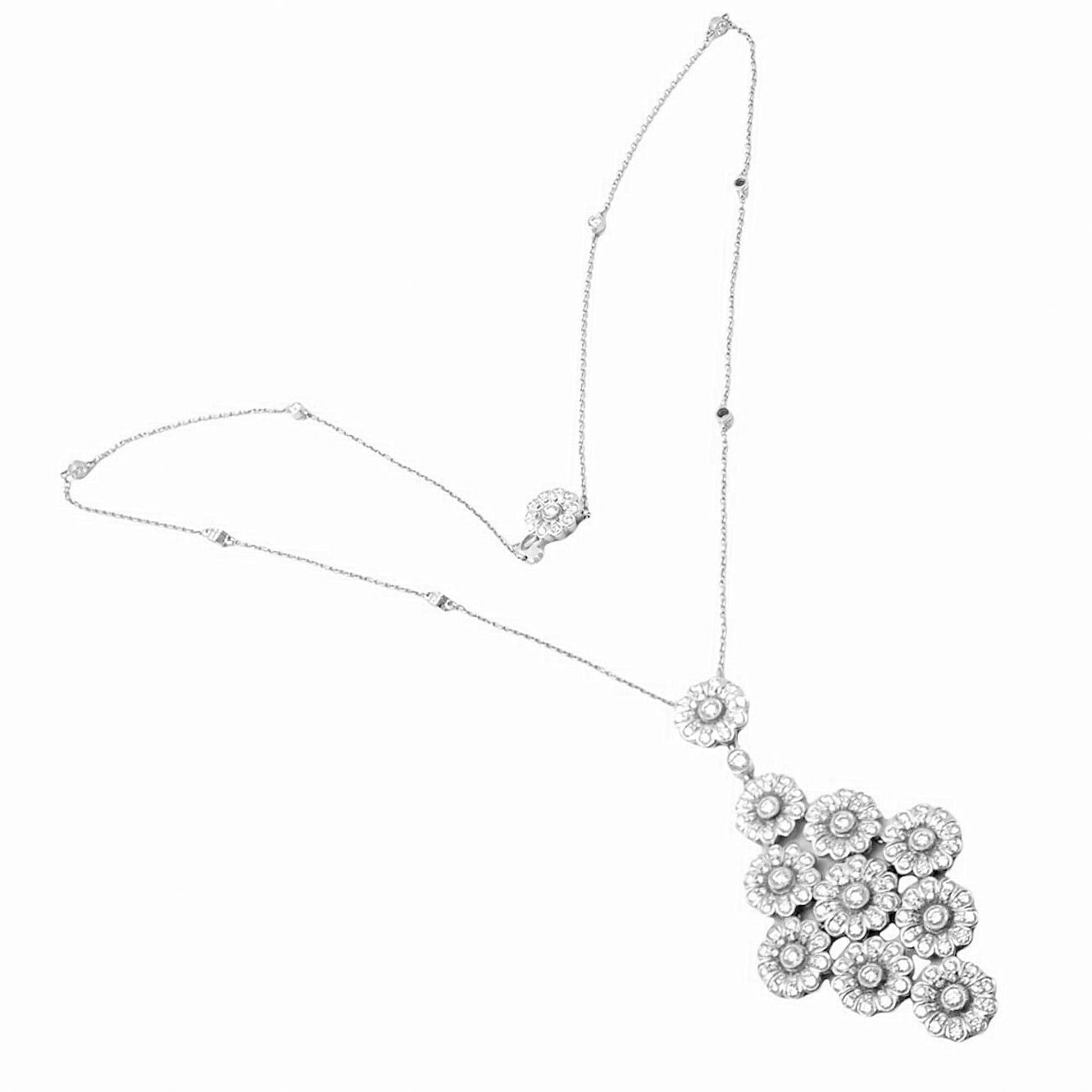 Authentic! Tiffany & Co Platinum Diamond Large Daisy Flower Pendant Necklace | Fortrove