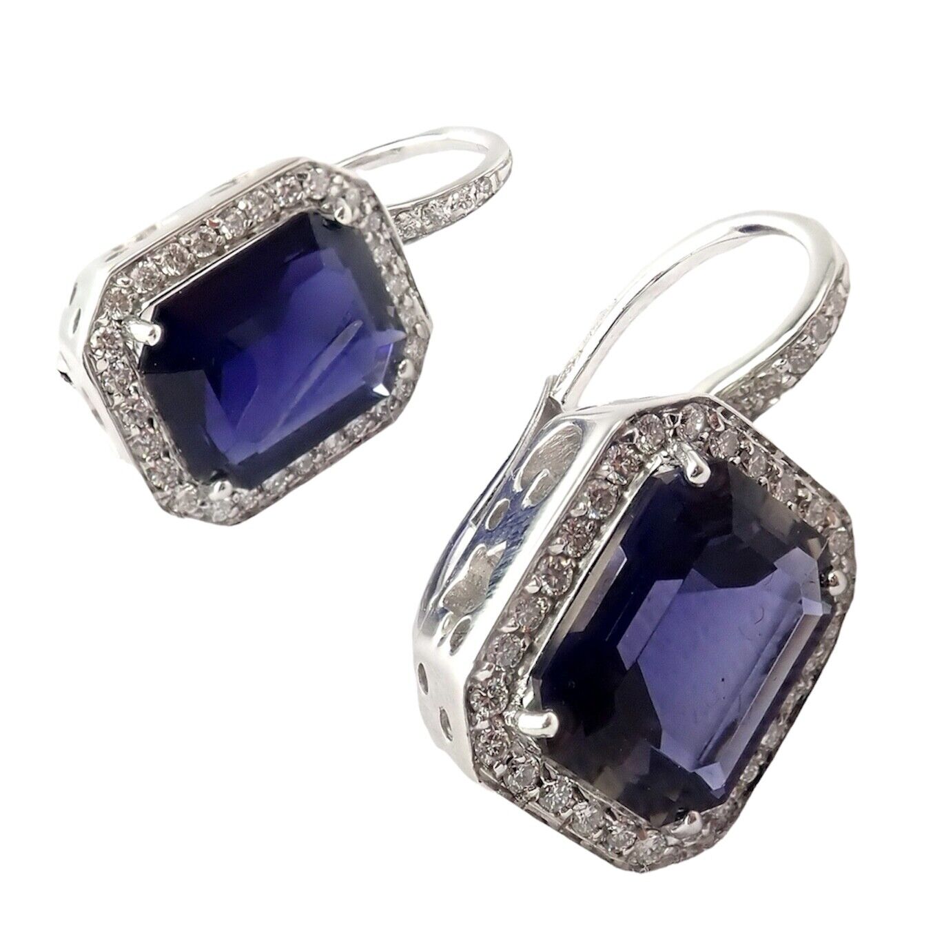 Authentic! Pasquale Bruni 18k White Gold Iolite Diamond Earrings | Fortrove