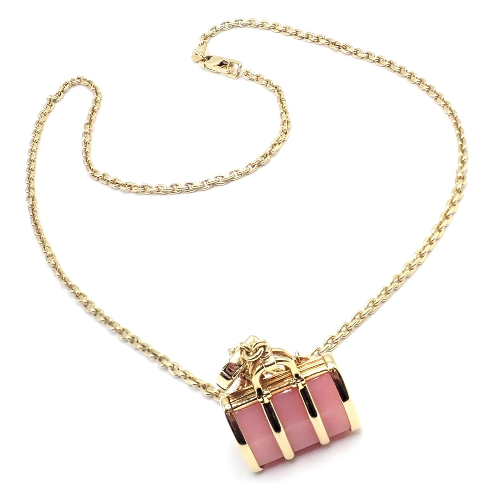 Authentic! Louis Vuitton 18k Yellow Gold Quartz Purse Bag Pendant Chain Necklace | Fortrove