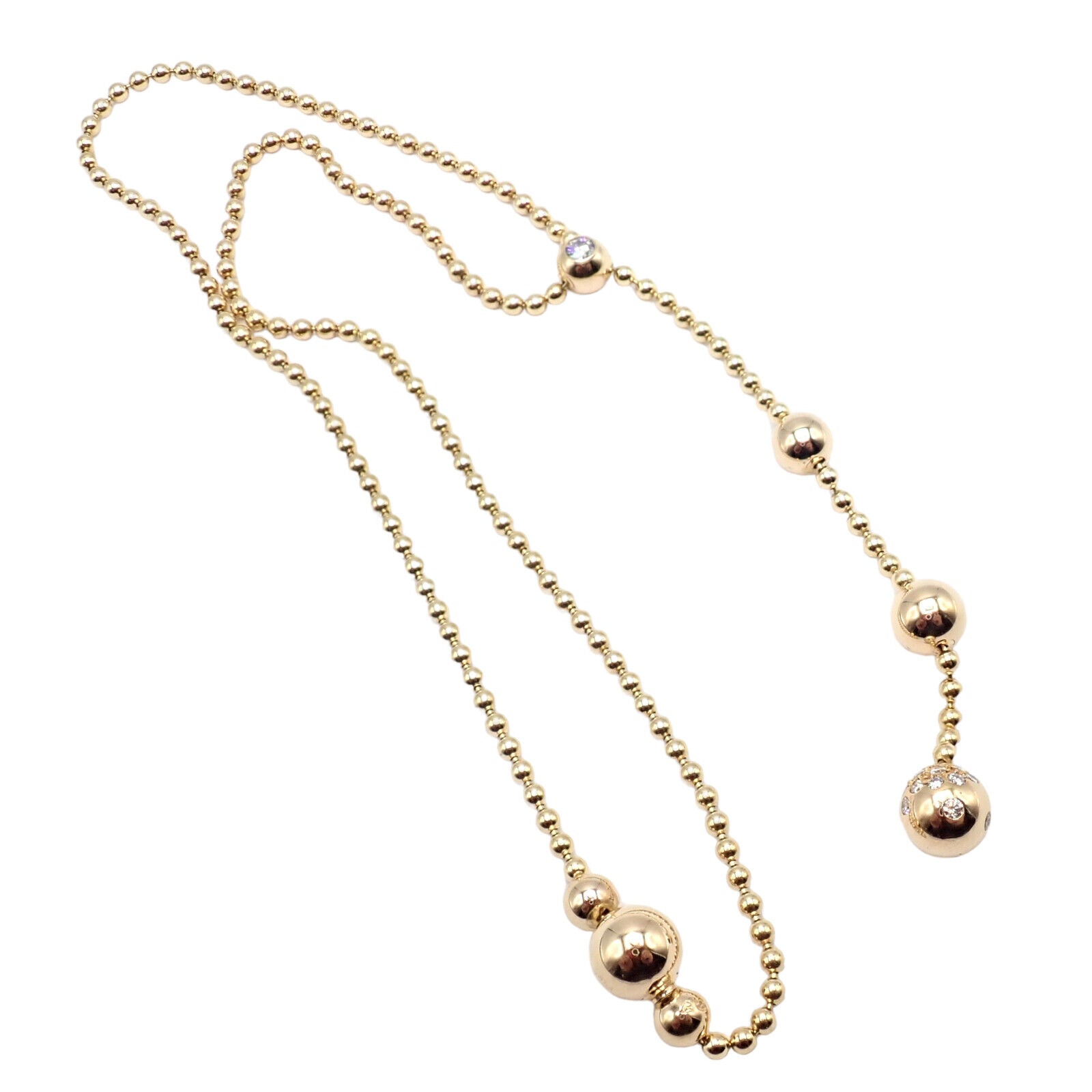 Authentic! Cartier Draperie de Decollate 18k Yellow Gold Diamond Necklace | Fortrove