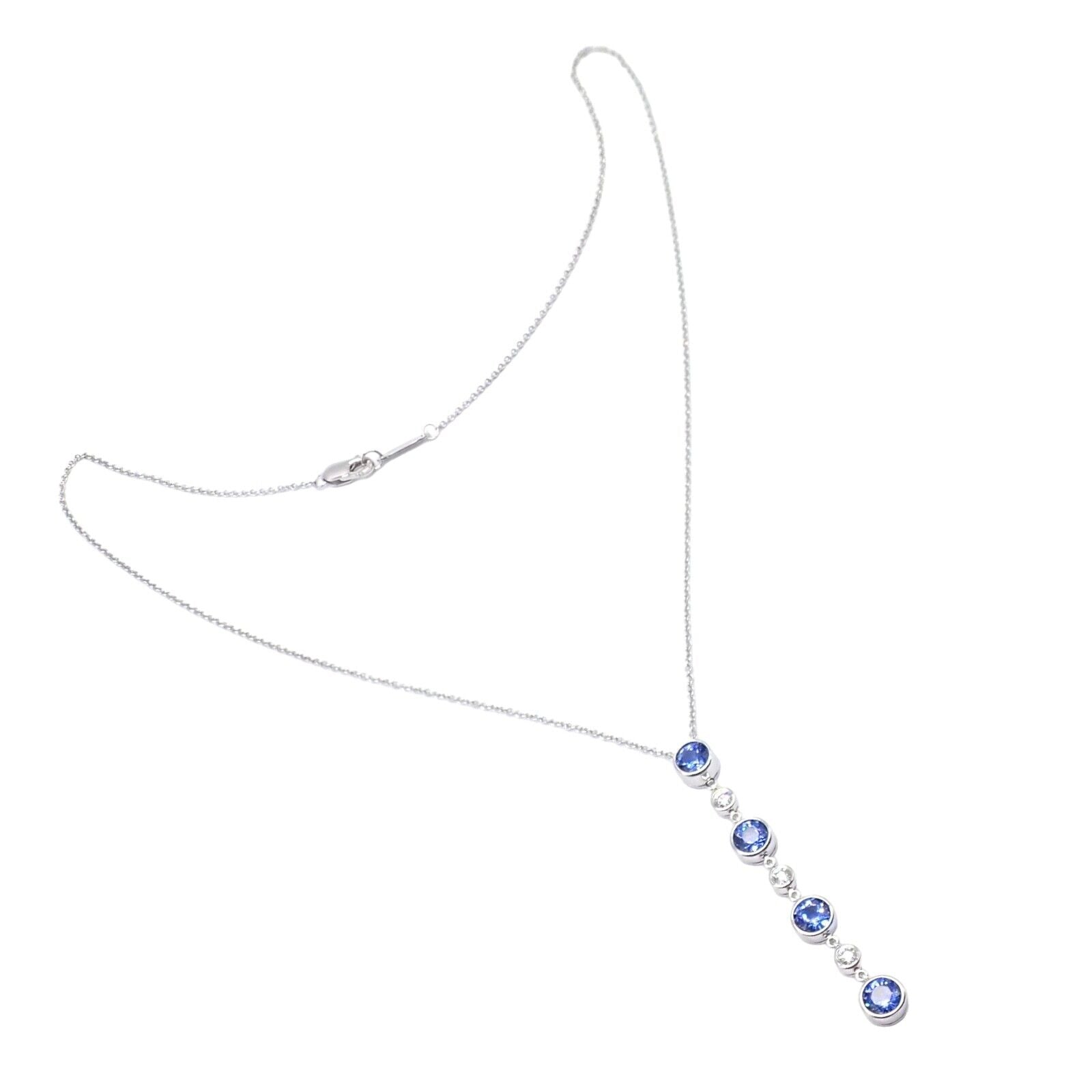 Authentic! Tiffany & Co Platinum Jazz Diamond Tanzanite Pendant Necklace | Fortrove