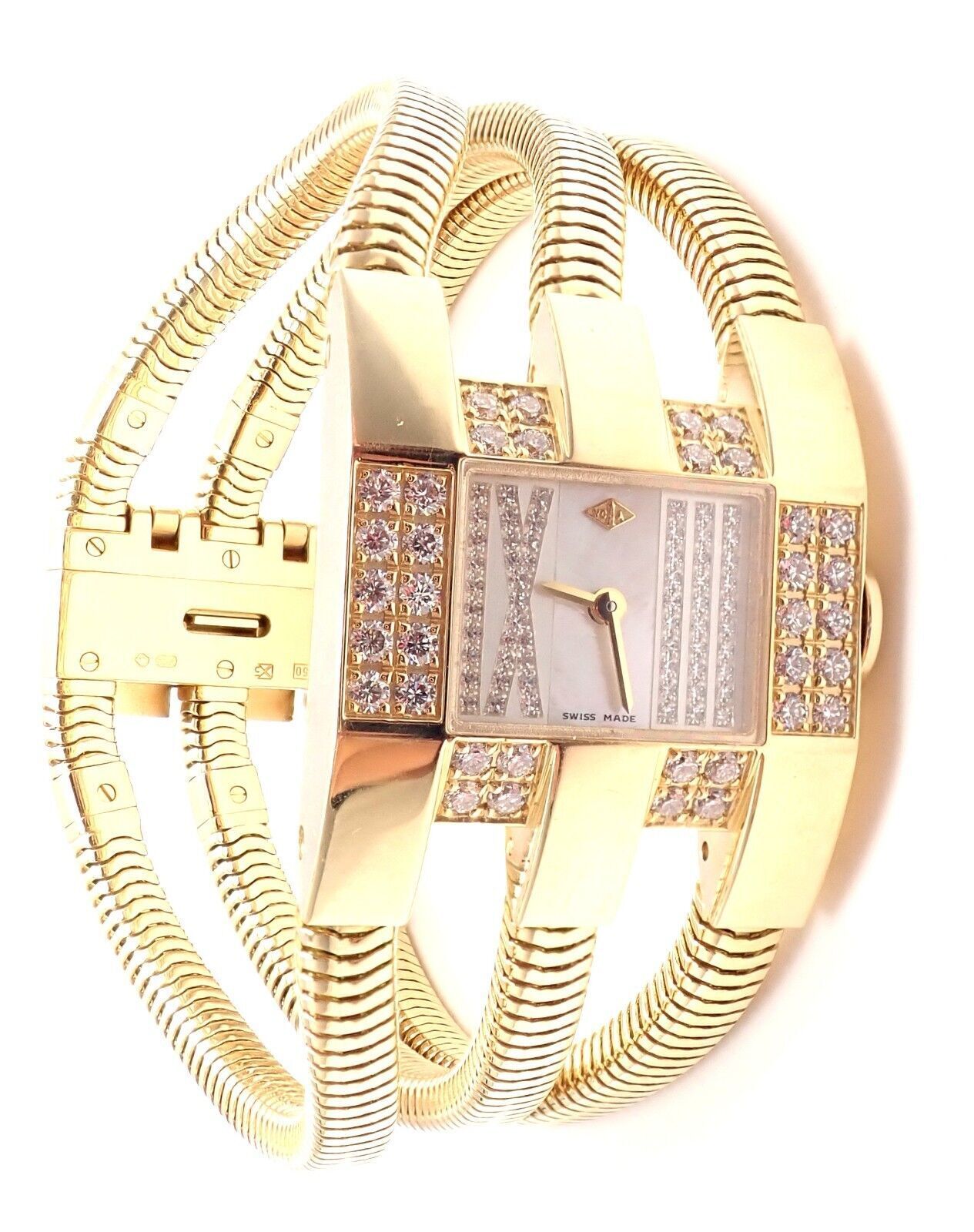 Authentic! Van Cleef & Arpels 18k Gold Diamond Liane Collection Bracelet Watch | Fortrove