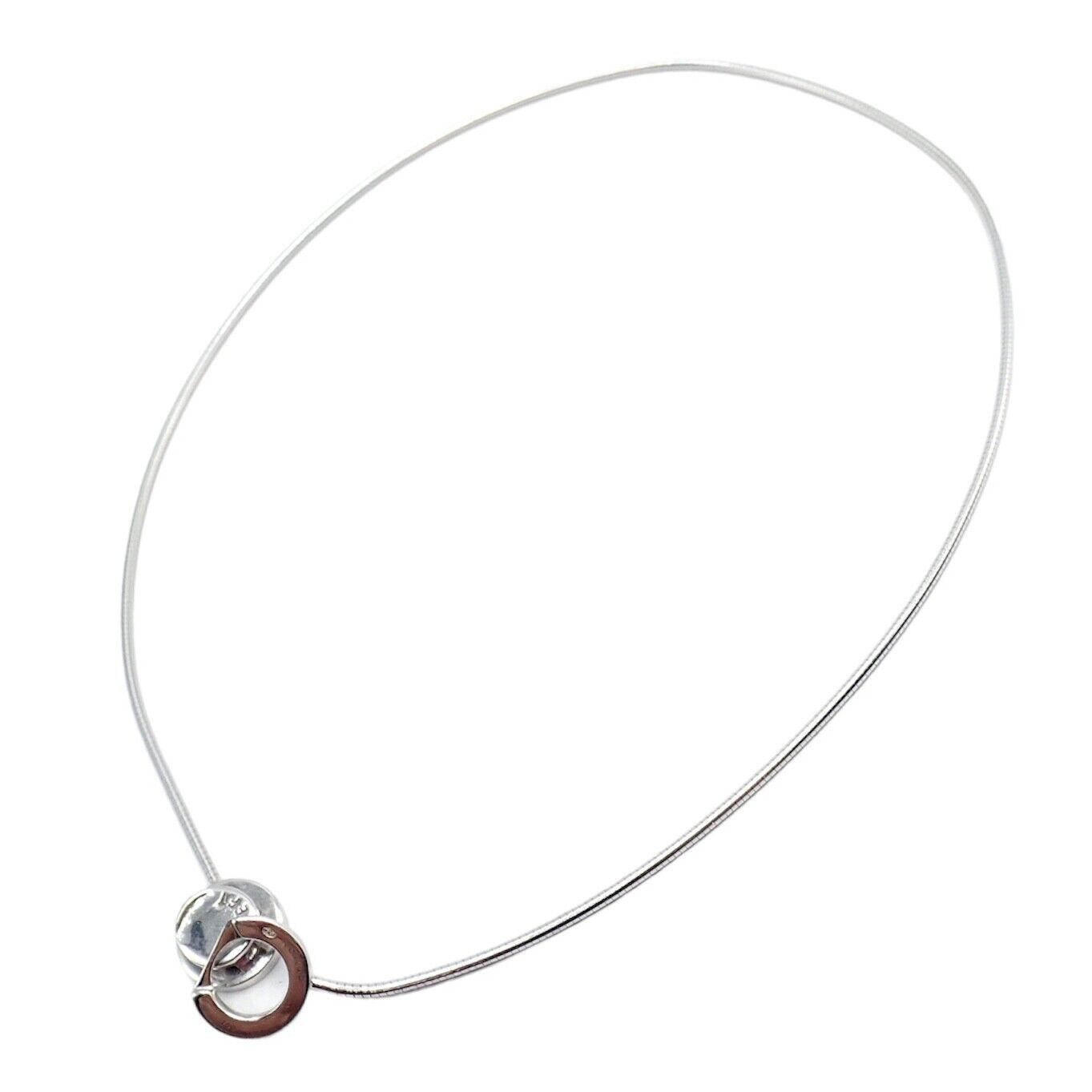 Rare! Authentic Modernist Dinh Van 18k White Gold Diamond Ombre De Lune Necklace | Fortrove