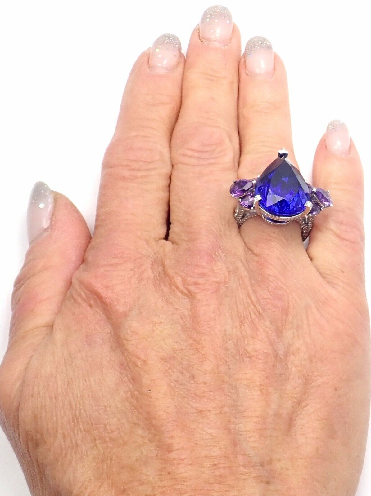 Rare! Chopard High Jewelry 18k Gold Diamond Tanzanite Amethyst Ring Box Cert | Fortrove