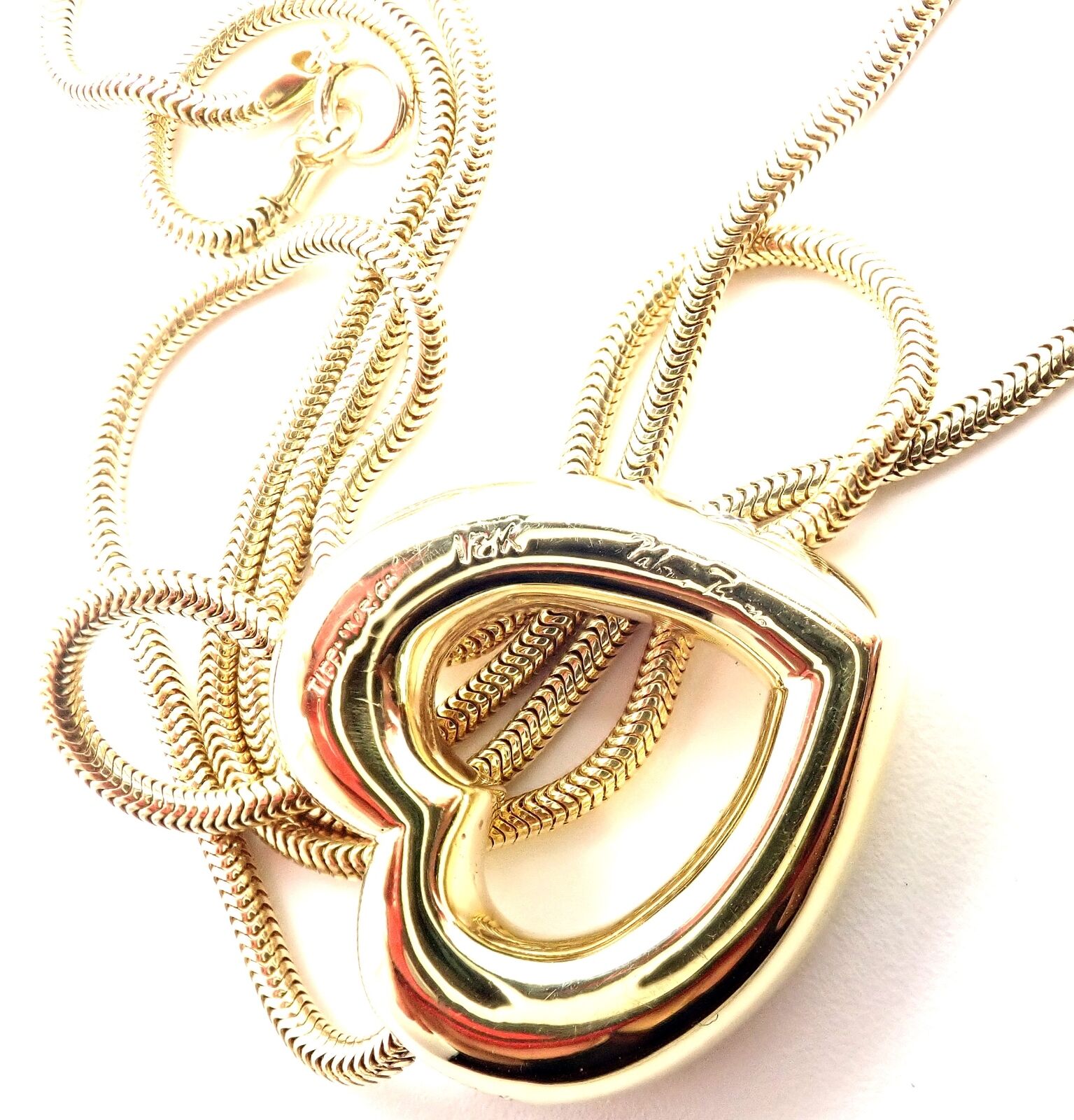 Authentic! Tiffany & Co Picasso 18k Yellow Gold Diamond Heart Pendant Necklace | Fortrove