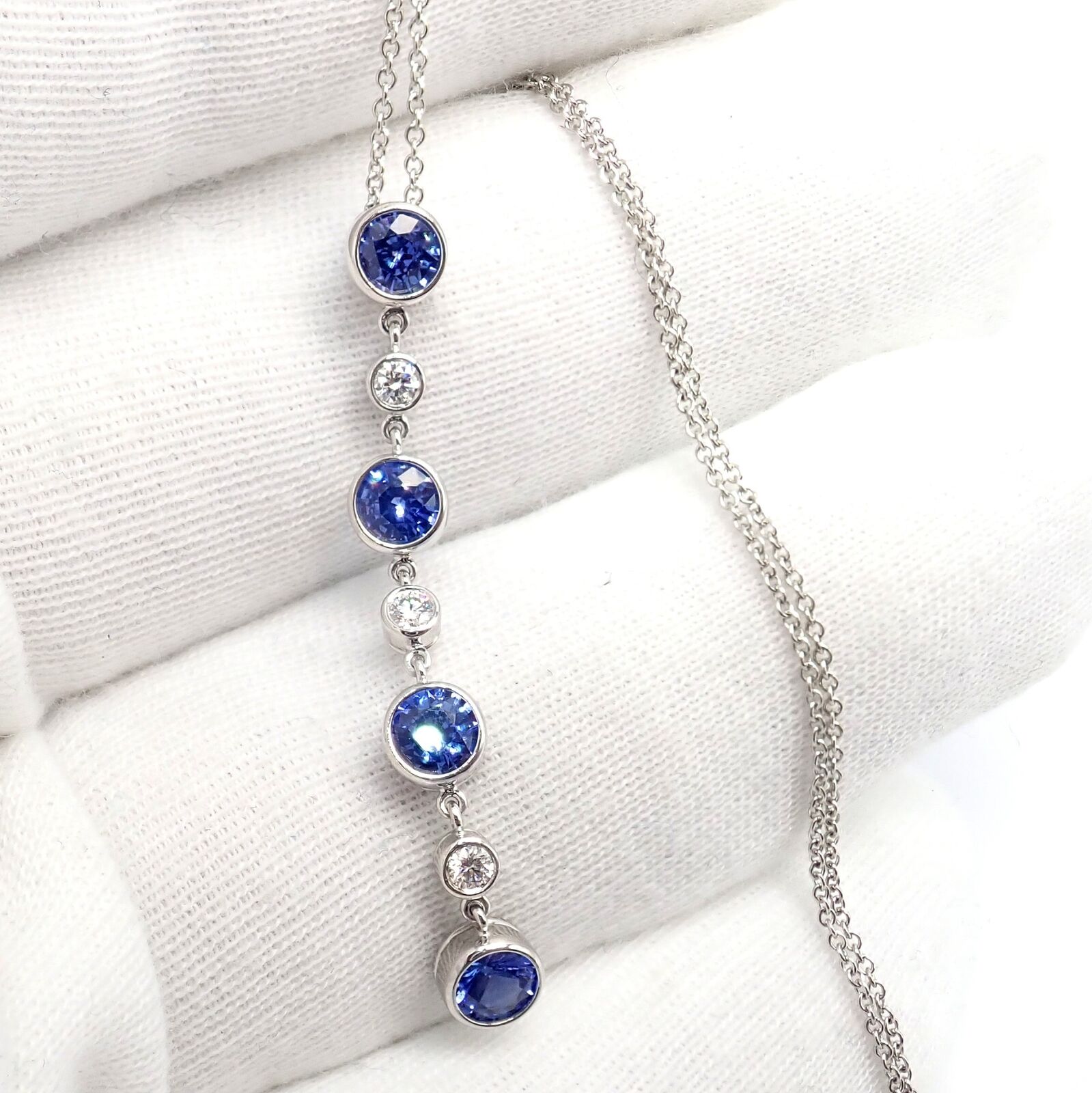 Authentic! Tiffany & Co Platinum Jazz Diamond Tanzanite Pendant Necklace | Fortrove