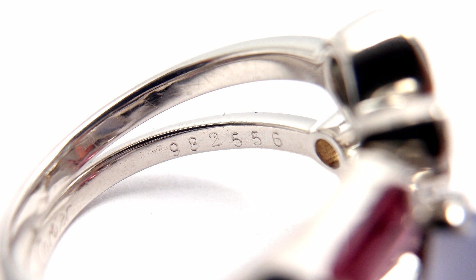 Authentic! Cartier Meli Melo Platinum Chalcedony Tourmaline Garnet Diamond Ring | Fortrove