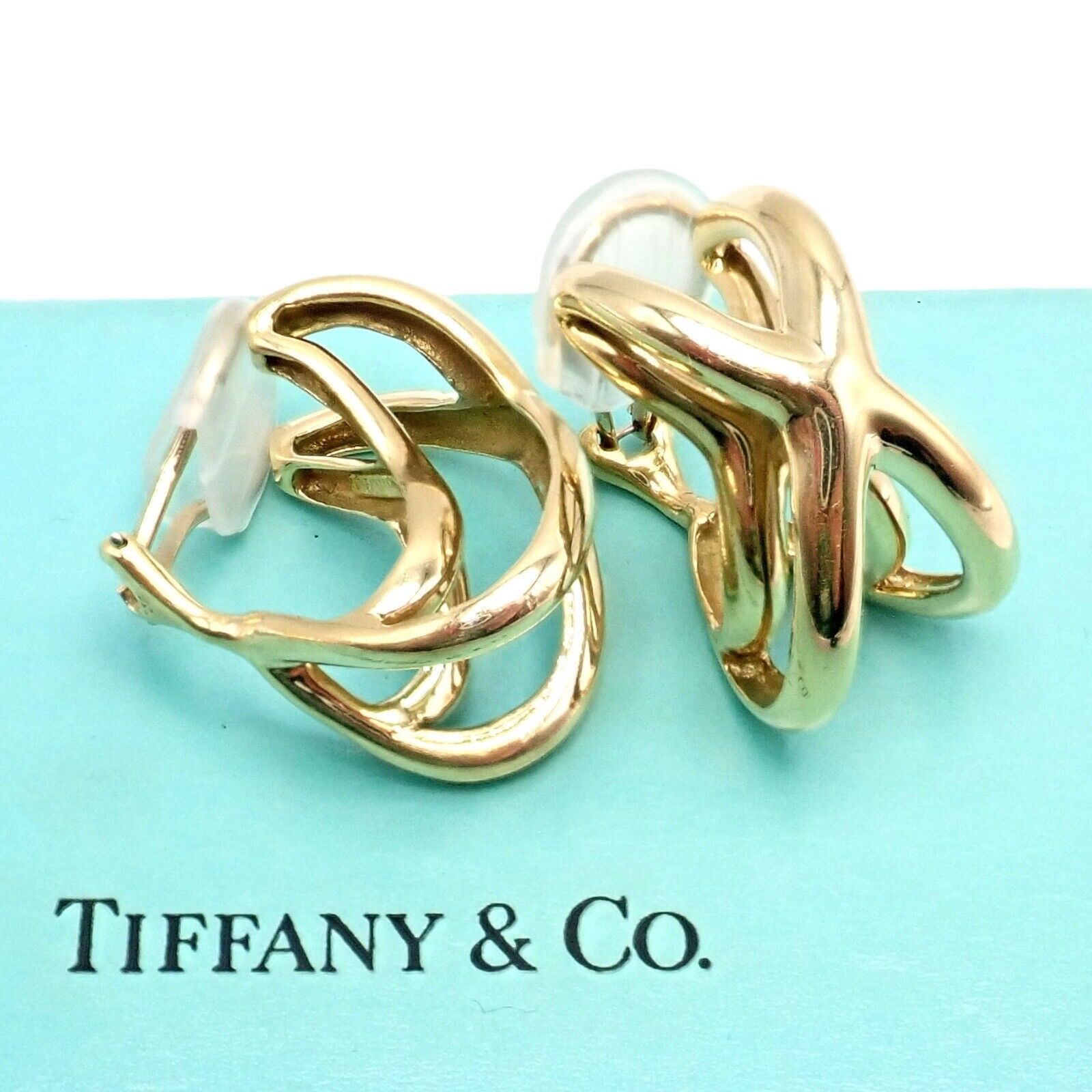 Vintage! Tiffany & Co Claflin 18k Yellow Gold Large Double X Crisscross Earrings | Fortrove
