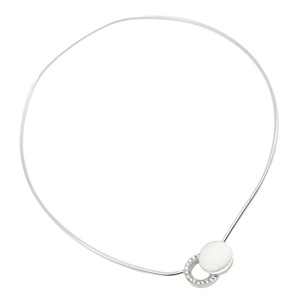 Rare! Authentic Modernist Dinh Van 18k White Gold Diamond Ombre De Lune Necklace | Fortrove