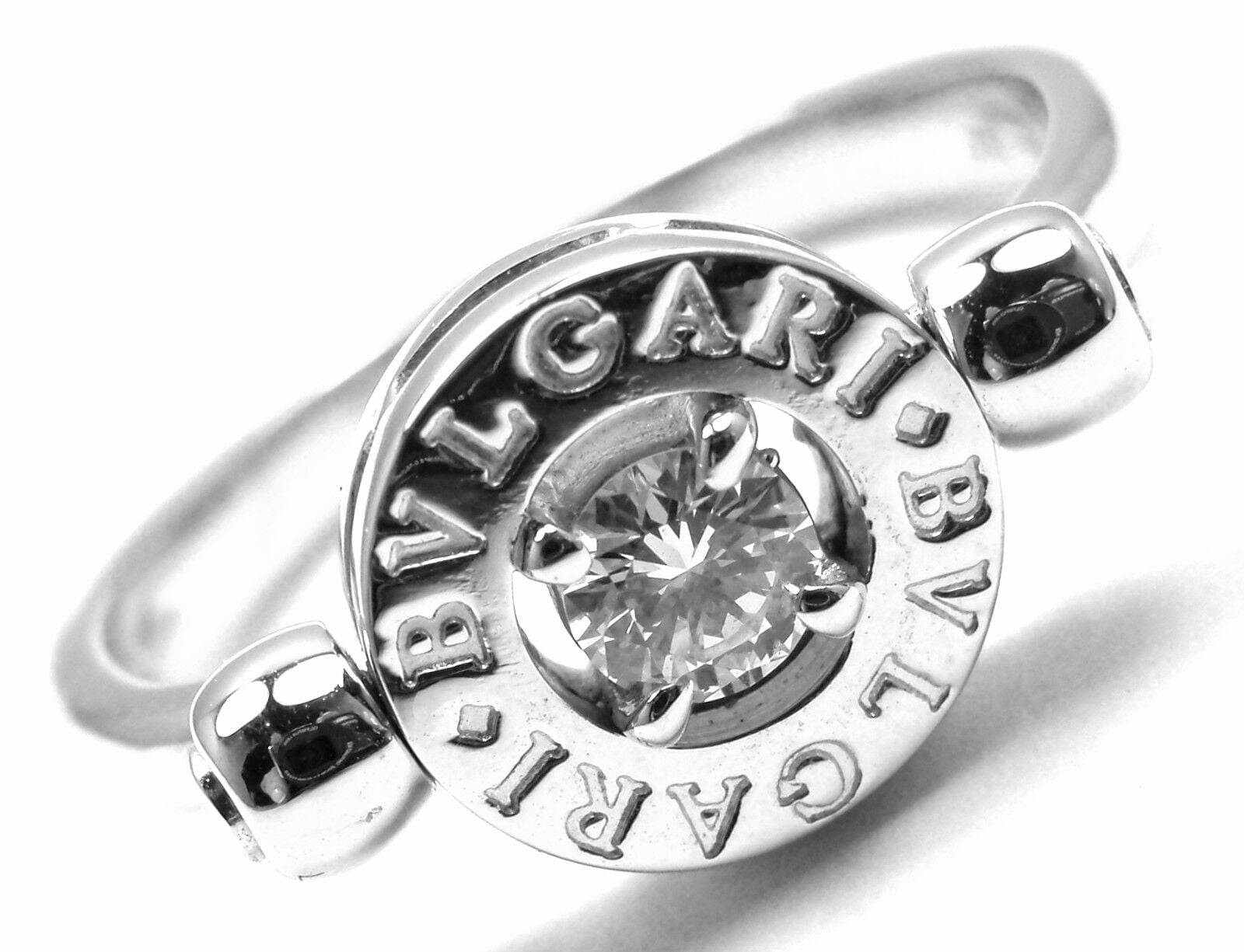 Bulgari Jewelry & Watches:Fine Jewelry:Rings Authentic! Bvlgari Bulgari Flip 18k White Gold Diamond Band Ring