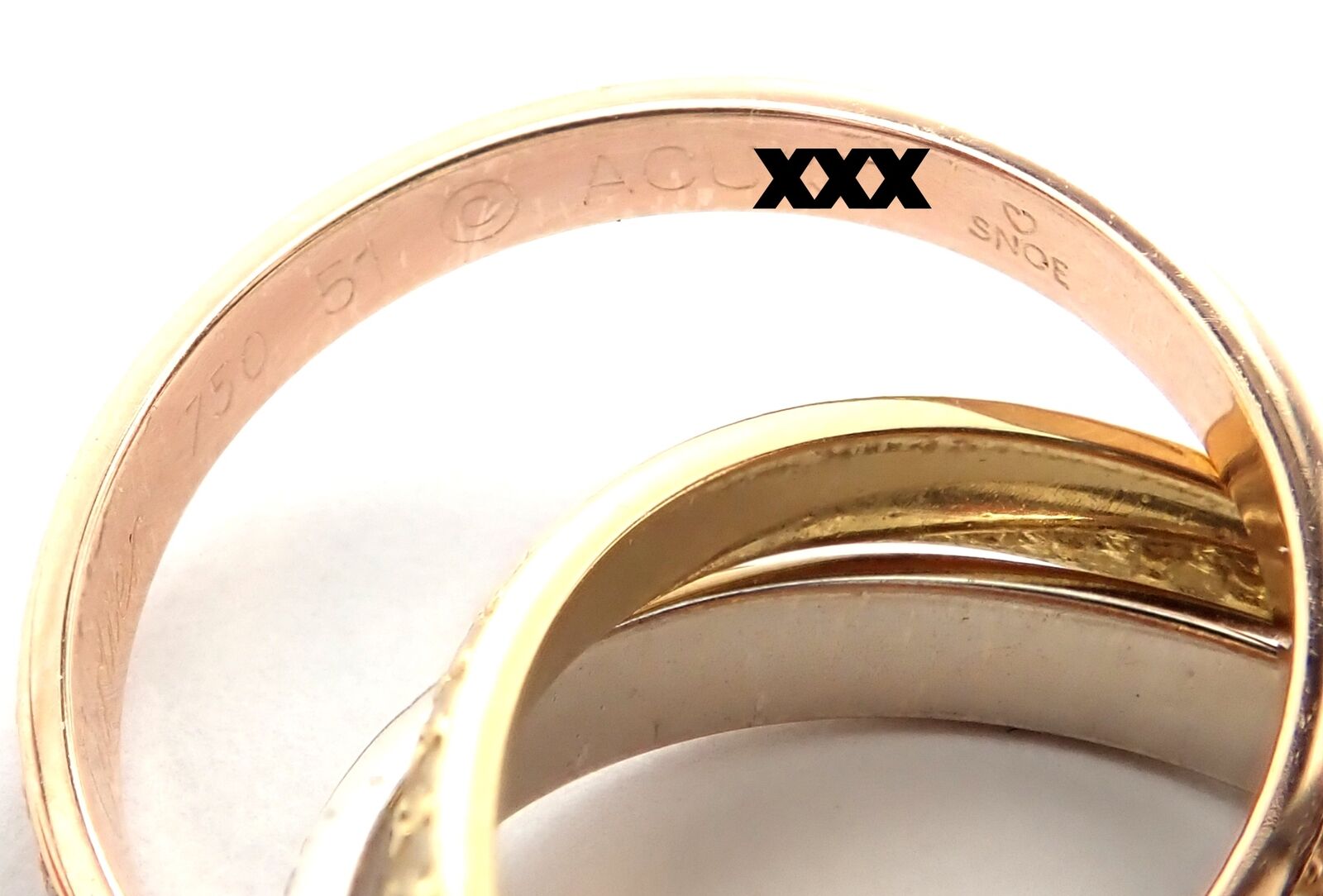 Authentic! Cartier Trinity 18k Gold Diamond Small Model Band Ring Size 51 Cert | Fortrove