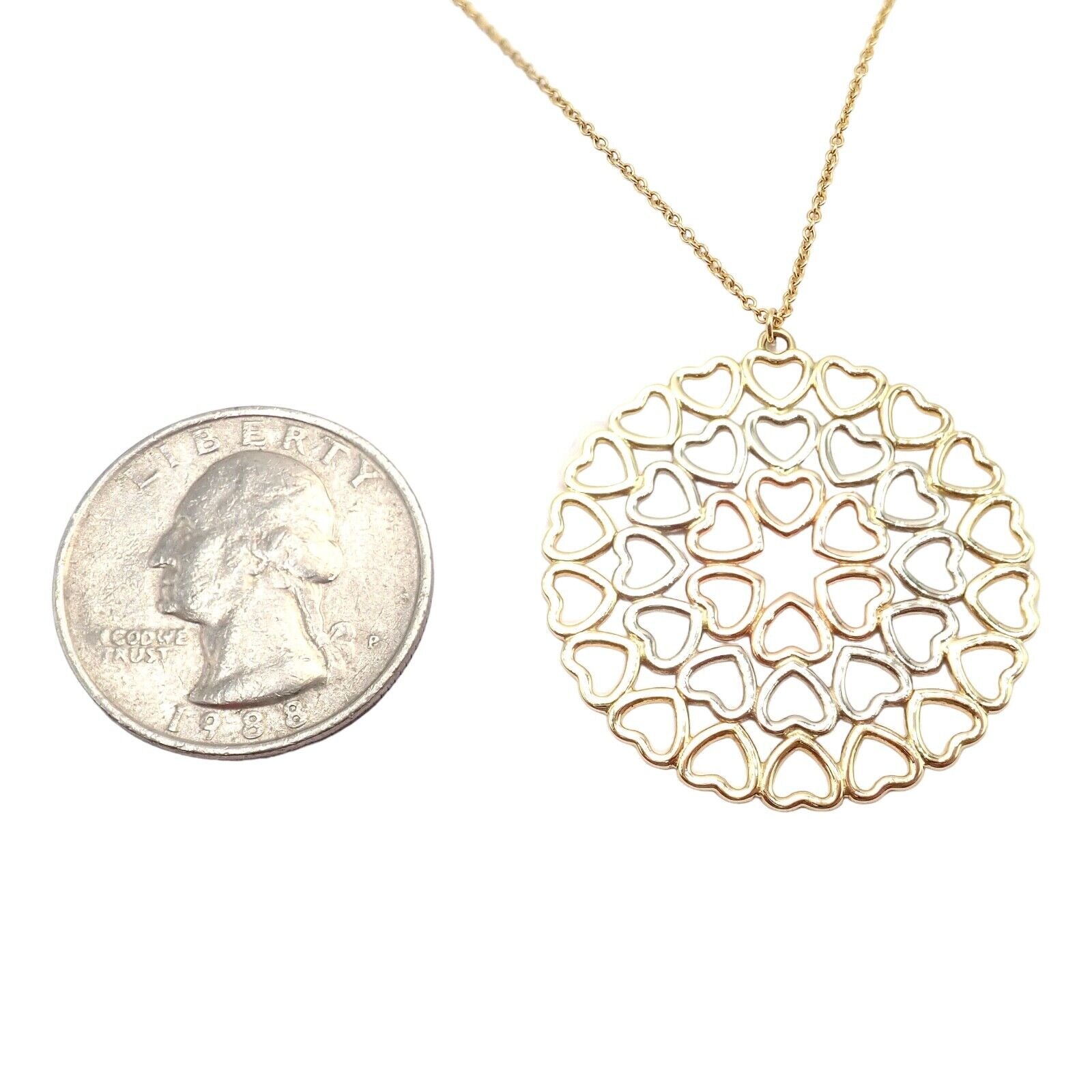 Tiffany & Co Picasso 18k Tri-Color Gold Large Crown of Hearts Pendant Necklace | Fortrove