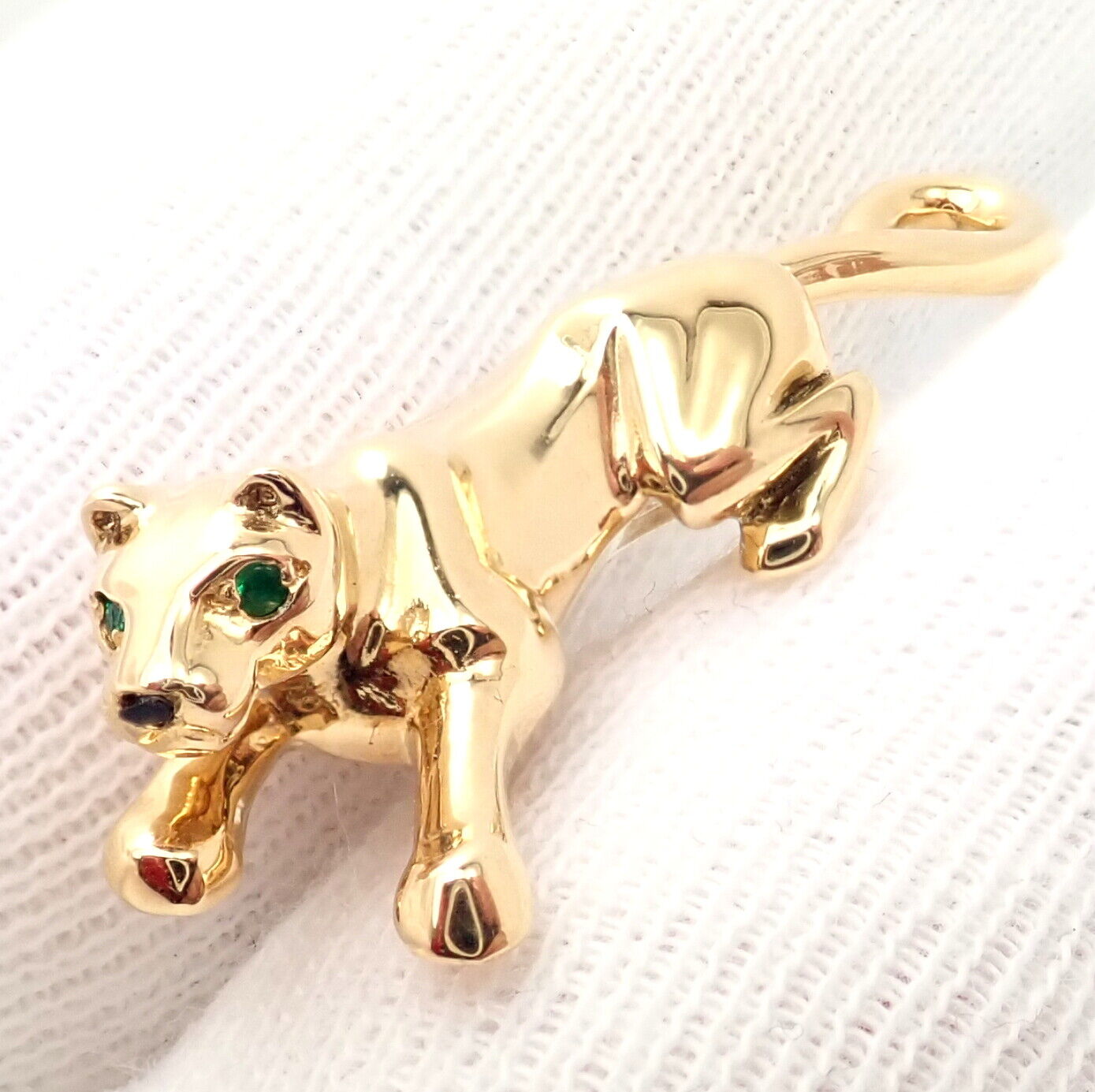 Authentic! Cartier Panther Panthere 18k Yellow Gold Tie Lapel Pin | Fortrove
