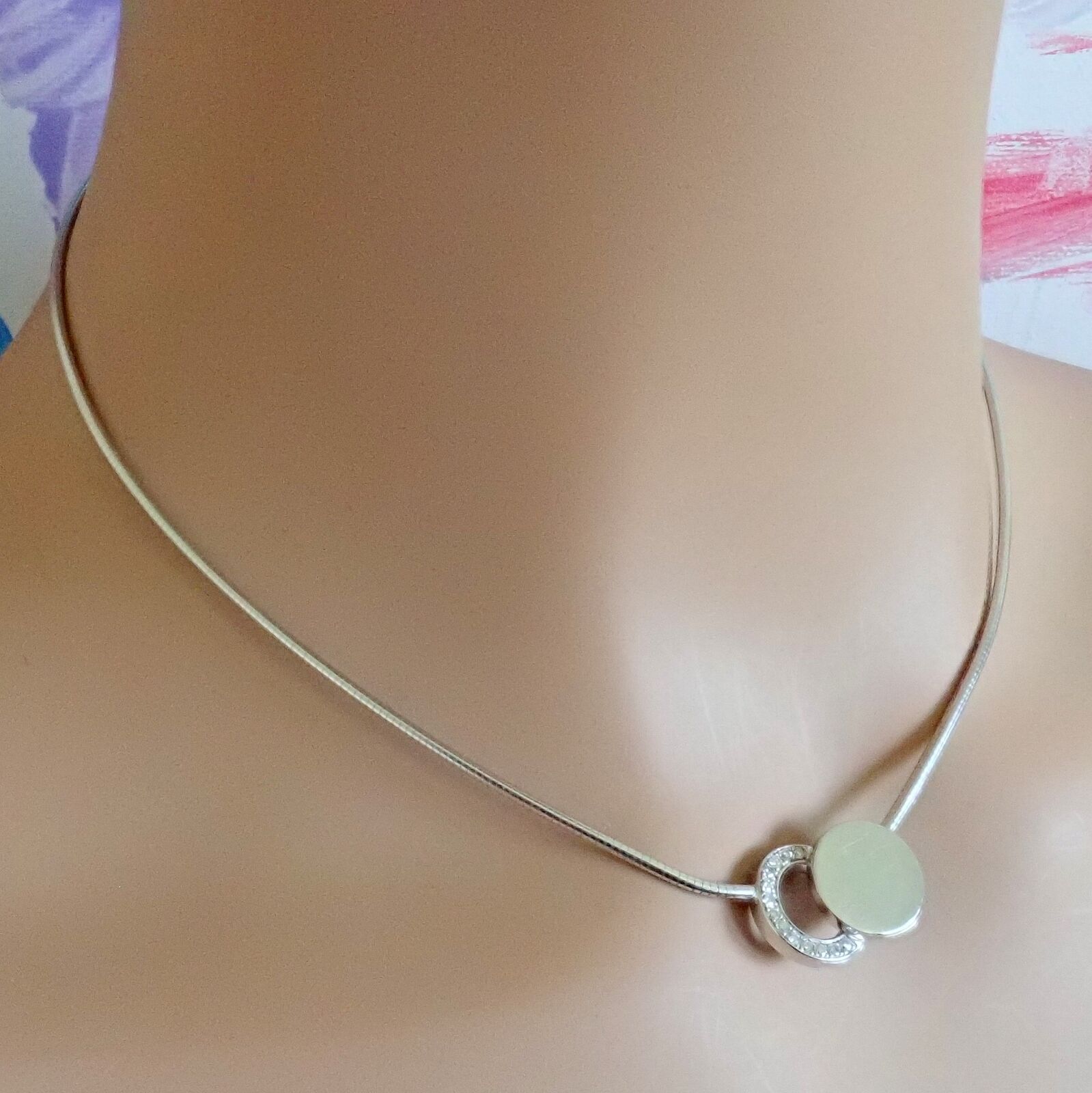 Rare! Authentic Modernist Dinh Van 18k White Gold Diamond Ombre De Lune Necklace | Fortrove