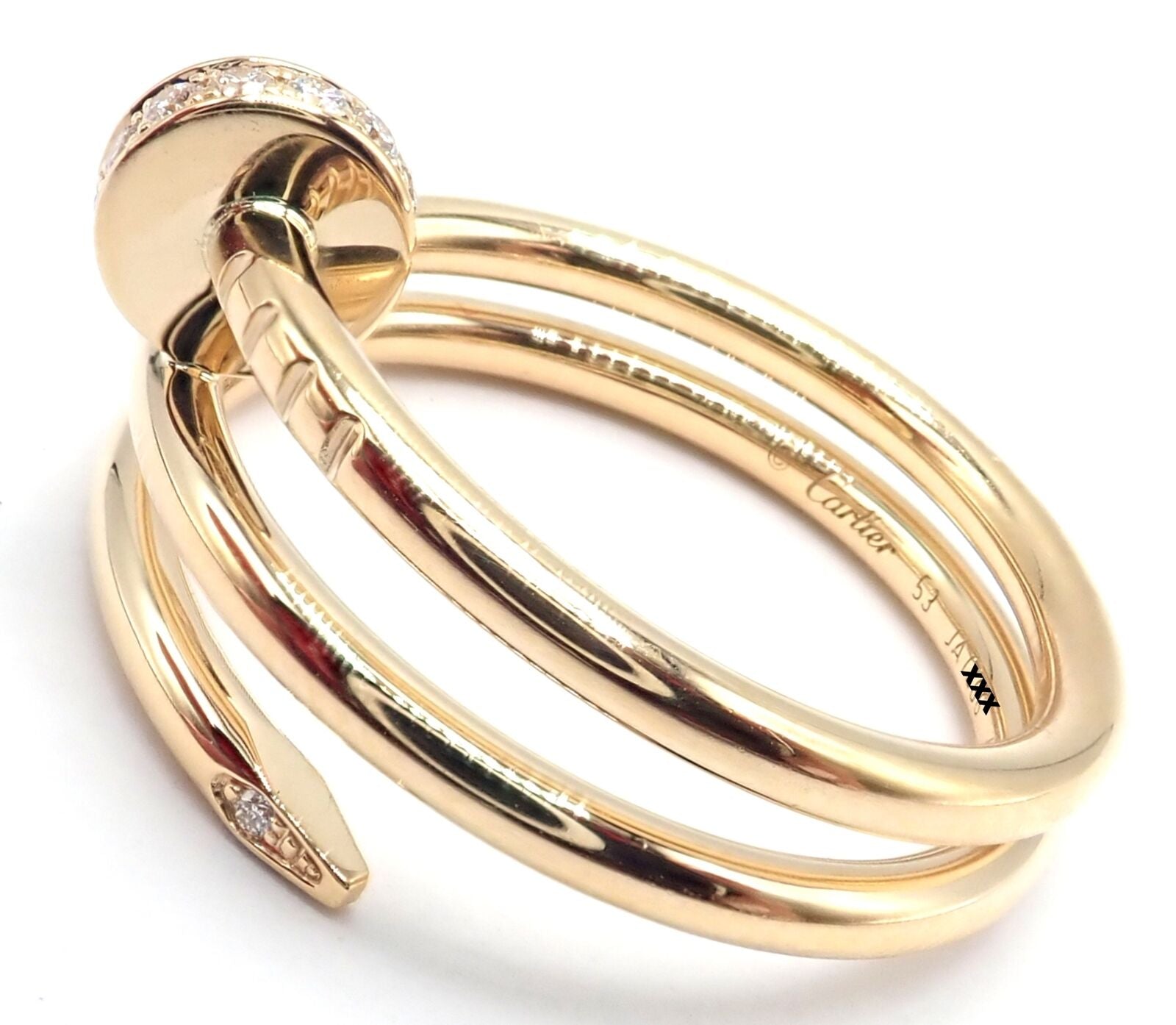 Cartier Juste Un Clou 18k Yellow Gold Diamond Nail Band Ring Size 53 Paper | Fortrove