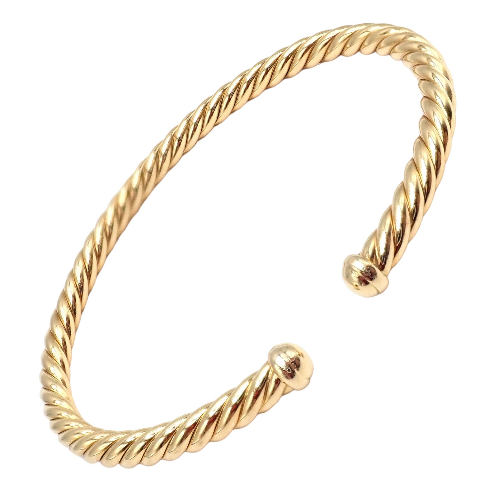 Authentic! David Yurman DY 18k Yellow Gold 4mm Cable Medium Bangle Bracelet | Fortrove