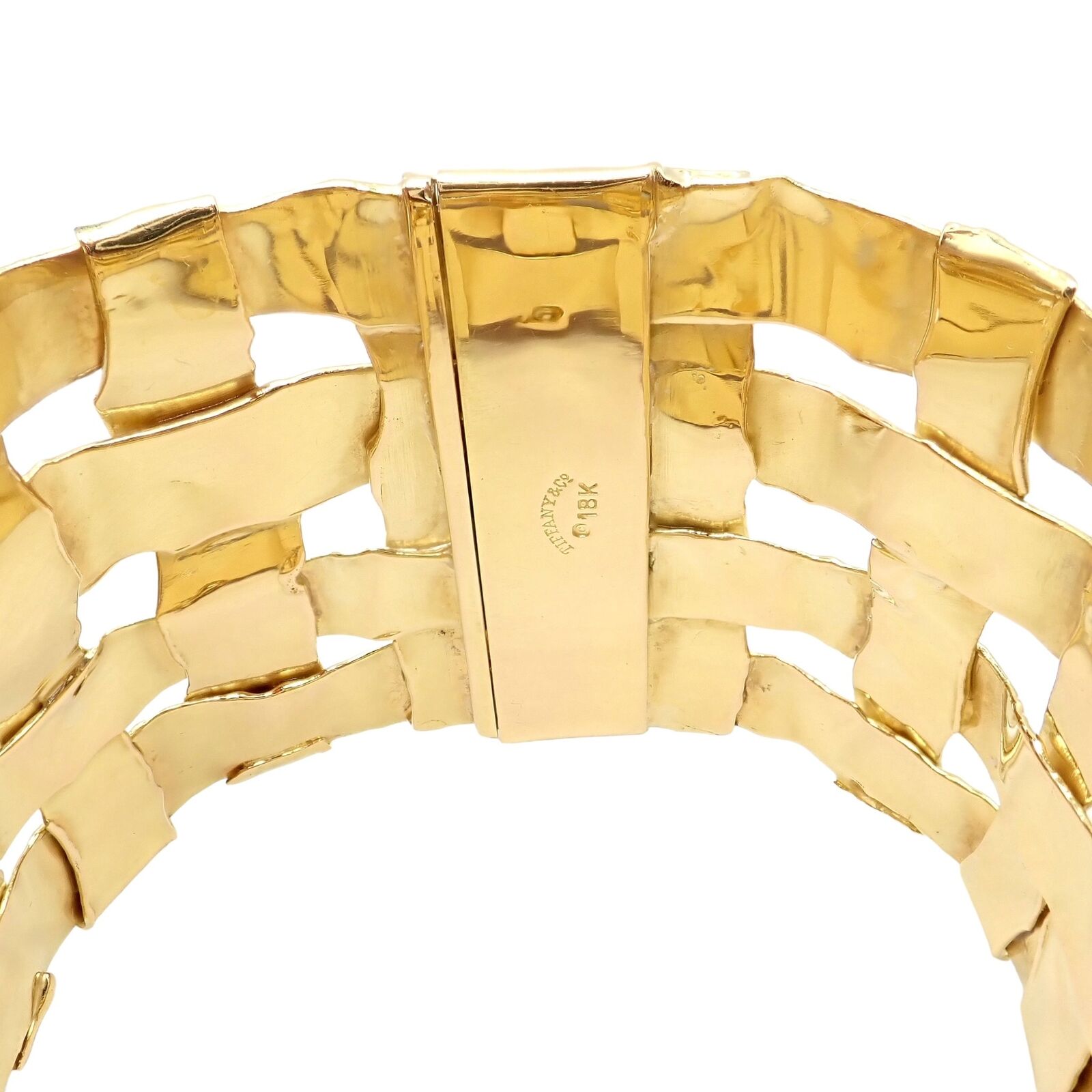 Authentic! Vintage Tiffany & Co 18k Yellow Gold Basket Weave Wide Bracelet | Fortrove