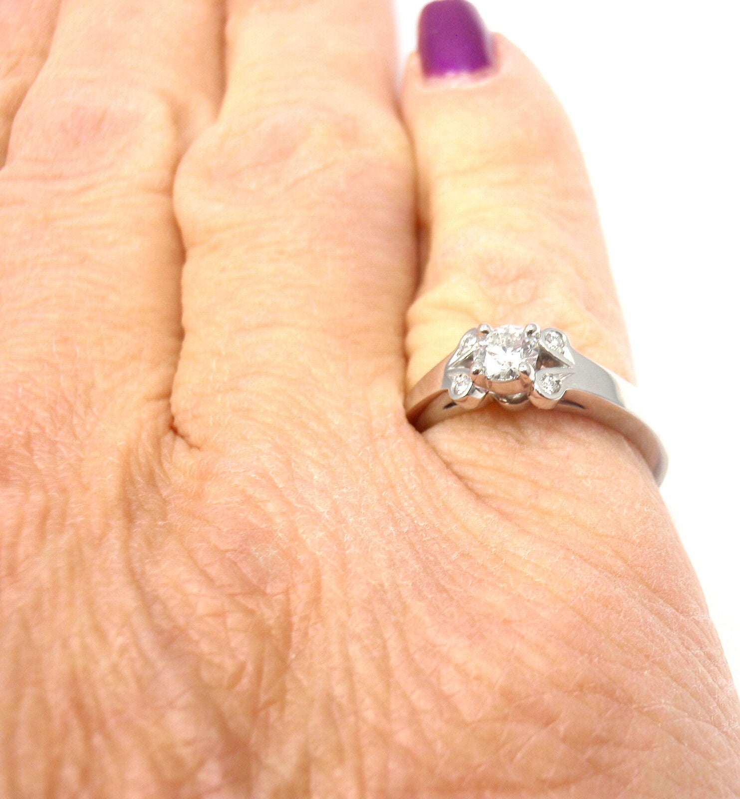 Authentic! Cartier Ballerine Platinum .24ct Diamond Engagement Ring Box Paper | Fortrove