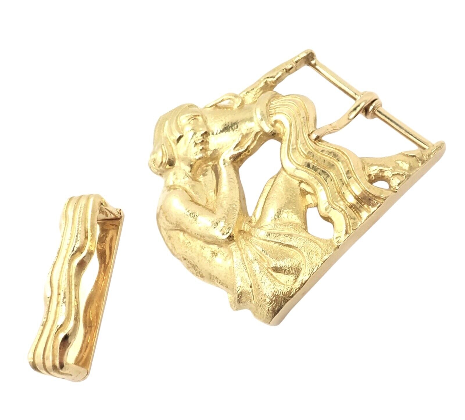Rare! David Webb 18k Yellow Gold Large Zodiac Aquarius Belt Buckle 1980's | Fortrove