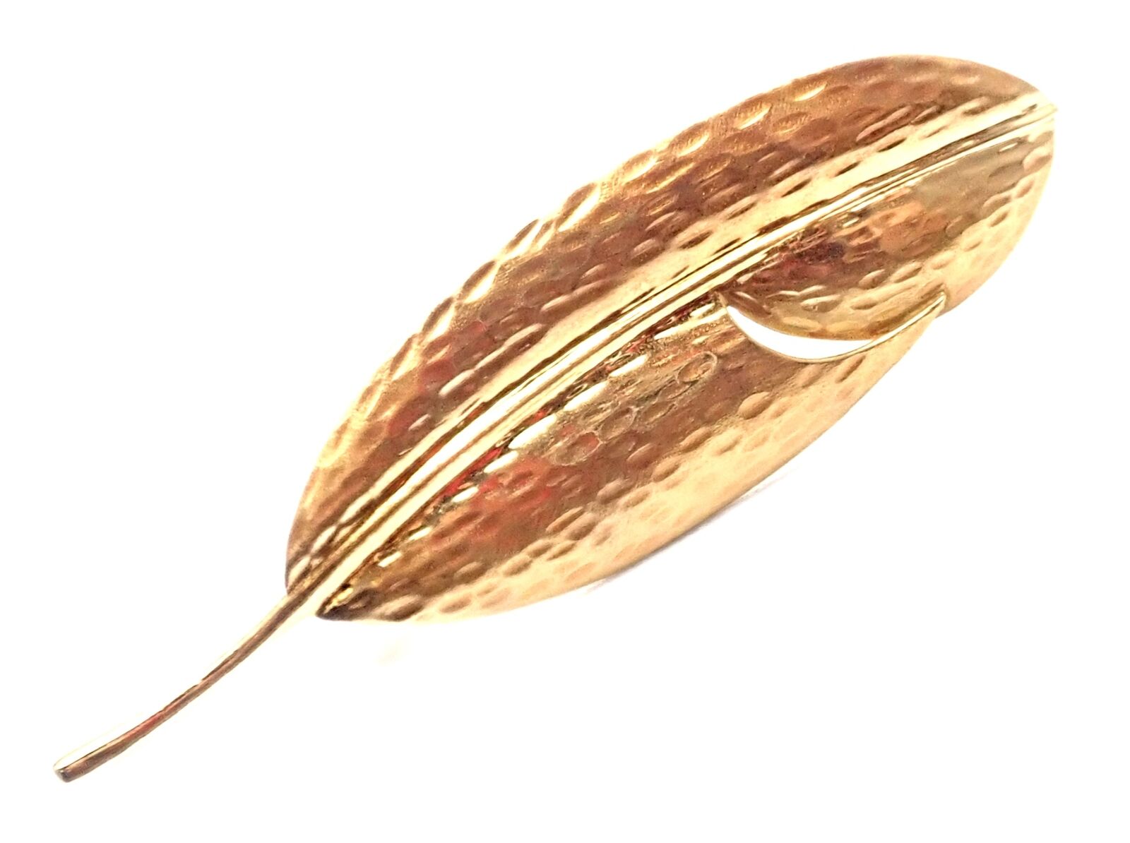 Authentic! Tiffany & Co Angela Cummings 18k Yellow Gold Leaf Pin Brooch | Fortrove