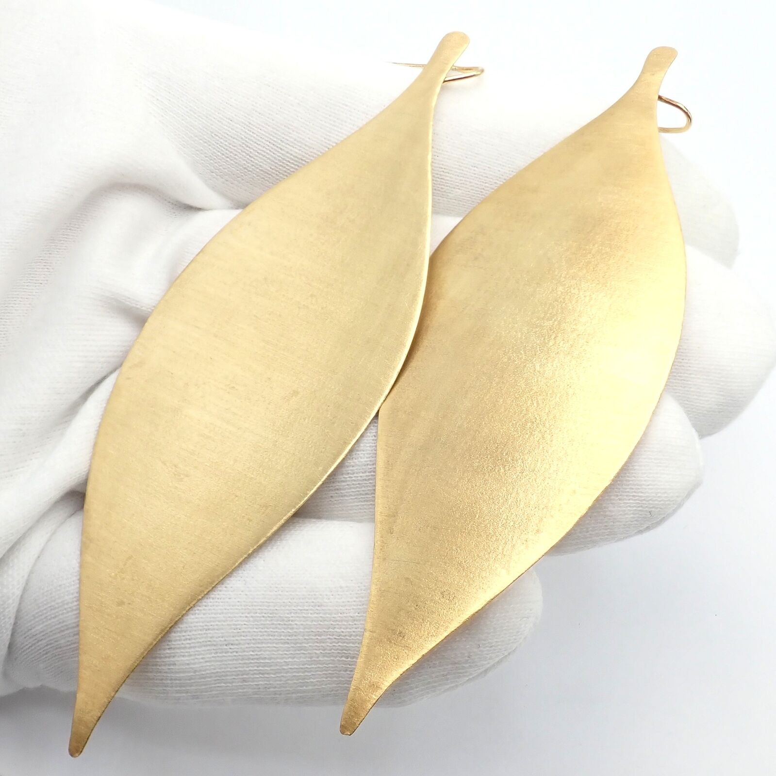 Rare Authentic H. Stern 18k Yellow Gold Large Giant Leaf Dangle Earrings | Fortrove
