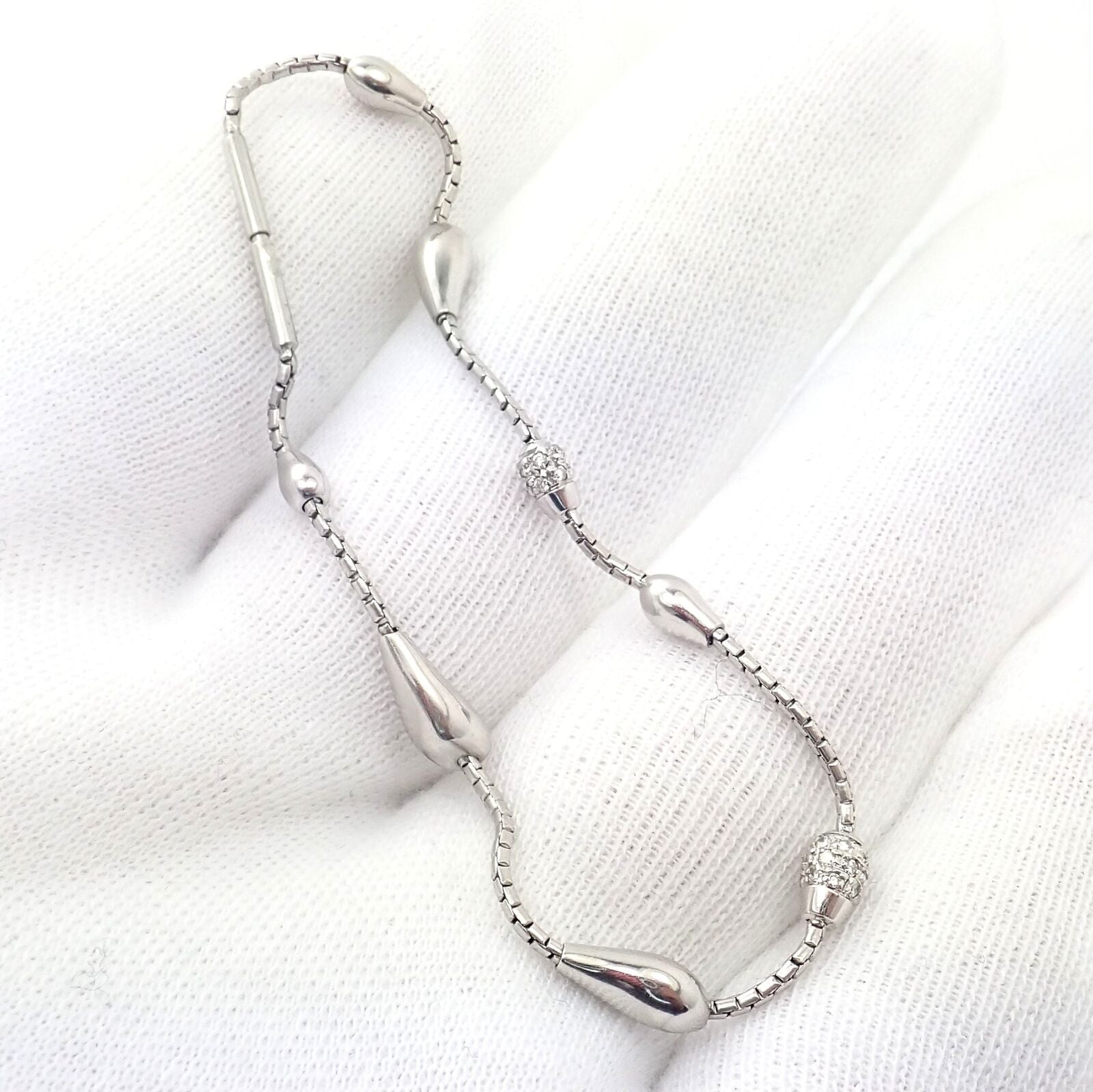 Rare Authentic H. Stern 18k White Gold Diamond Teardrop Bracelet | Fortrove