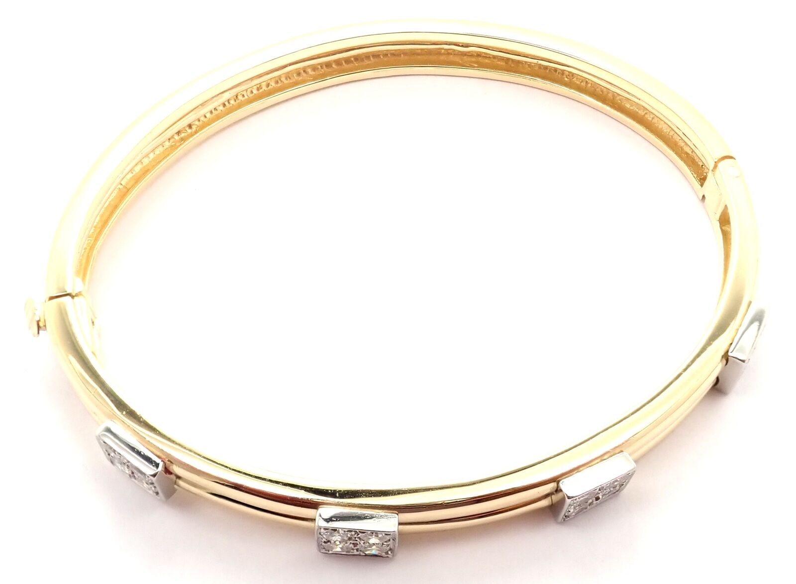 Rare! Vintage Authentic Tiffany & Co 18k Yellow Gold Diamond Bangle Bracelet | Fortrove