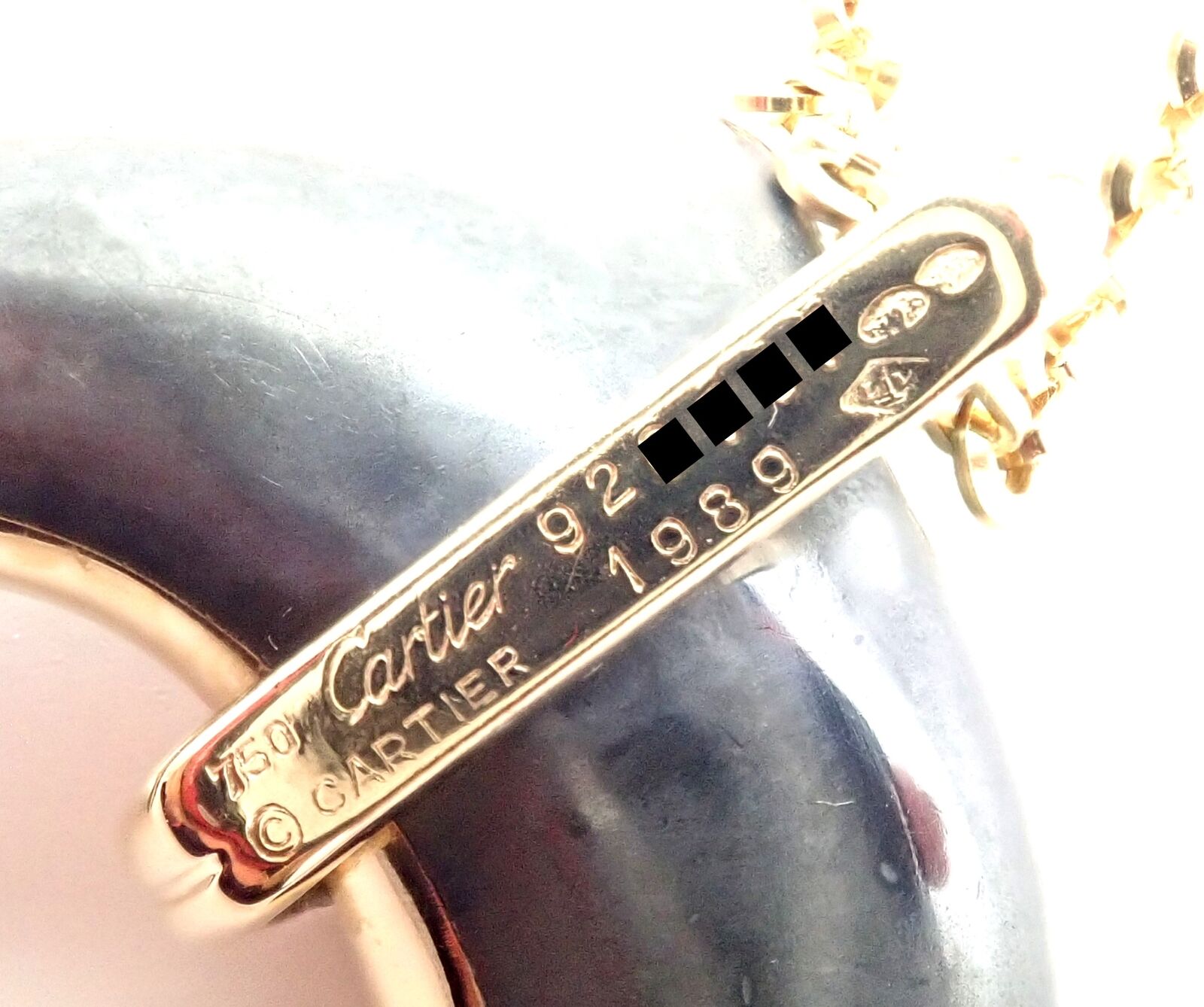 Rare! Authentic Cartier 18k Yellow Gold Hematite Dolphin Pendant Link Necklace | Fortrove