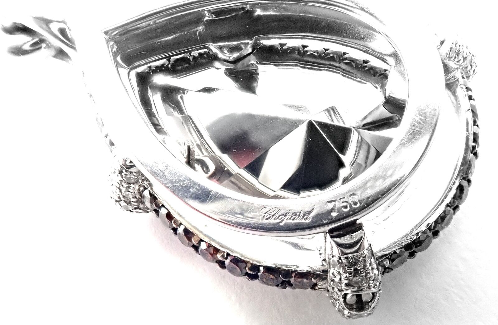 Authentic! Chopard Golden Diamonds 18k White Gold Diamond Chrome Stone Necklace | Fortrove