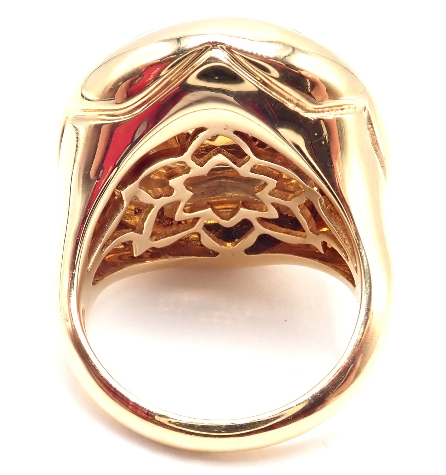 Authentic Bulgari Bvlgari 18k Yellow Gold Star Of David Shape Citrine Bombe Ring | Fortrove