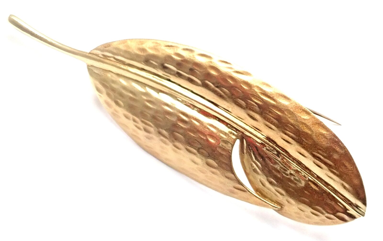 Authentic! Tiffany & Co Angela Cummings 18k Yellow Gold Leaf Pin Brooch | Fortrove