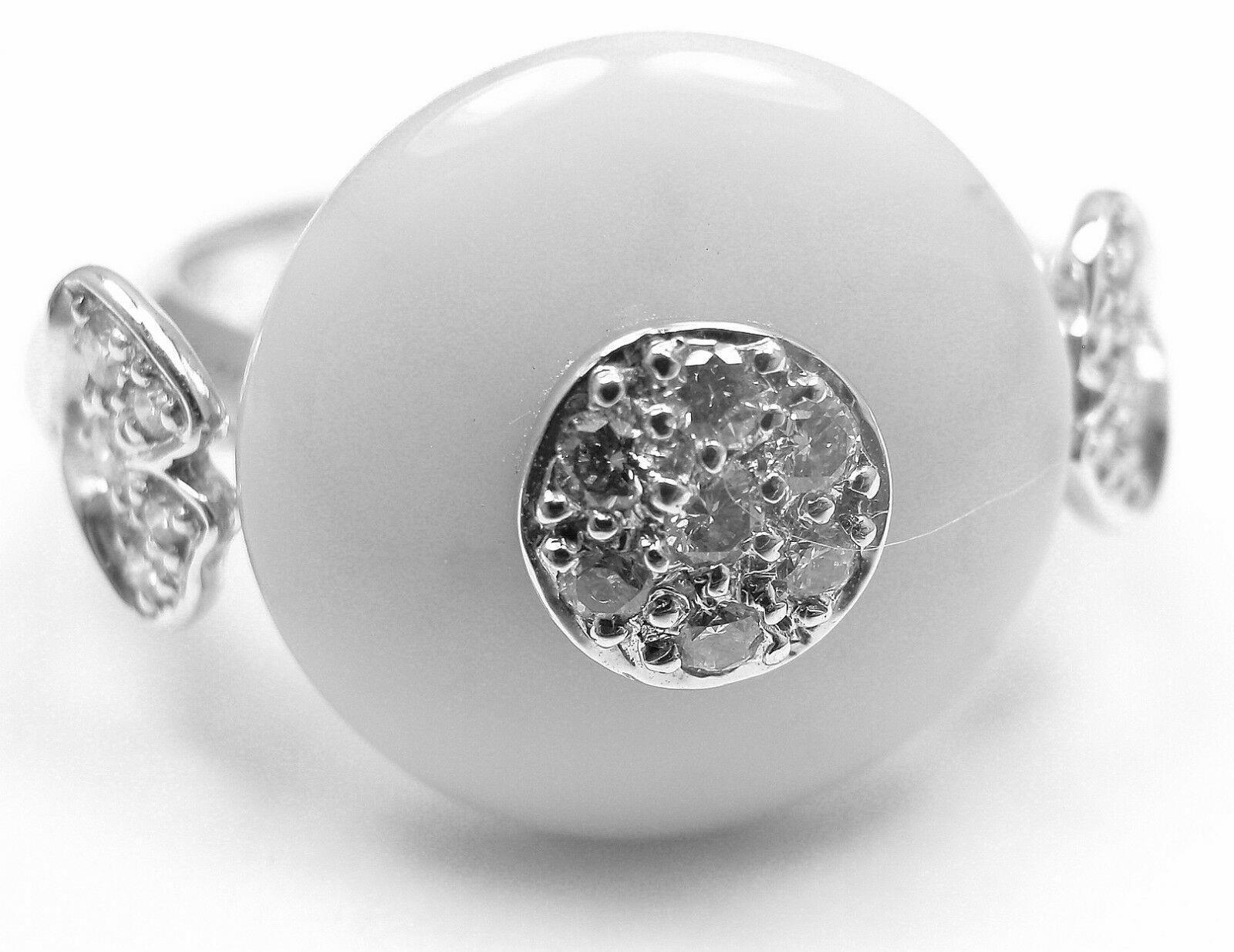 New! Authentic Carrera Y Carrera 18k White Gold Ginkgo Diamonds & Kogolong Ring | Fortrove