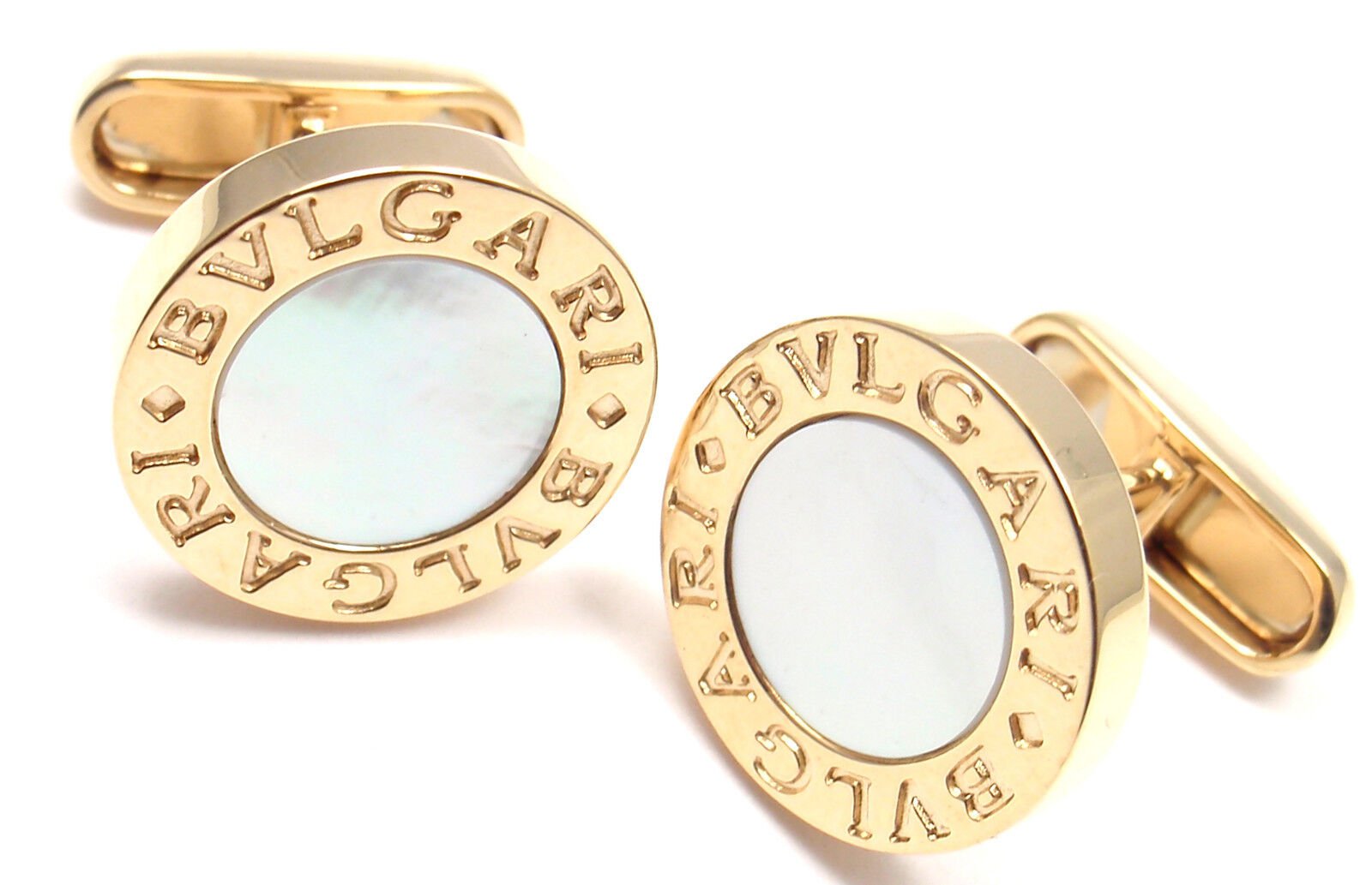 Bulgari Jewelry & Watches:Men's Jewelry:Cufflinks Authentic! Bvlgari Bulgari 18k Yellow Gold Mother Of Pearl Cufflinks