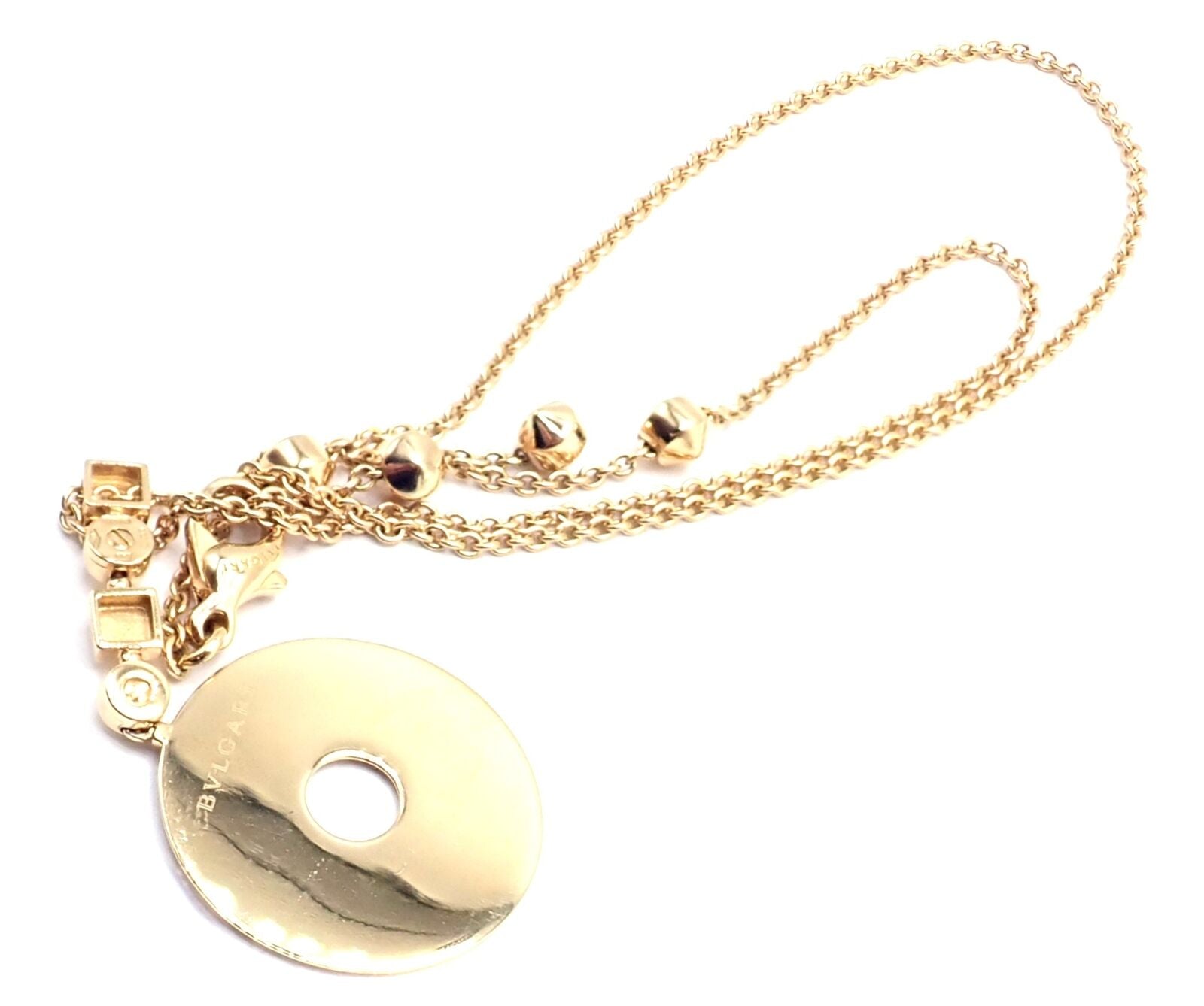 Authentic! Bulgari Bvlgari Lucea 18k Yellow Gold Round Pendant Necklace | Fortrove