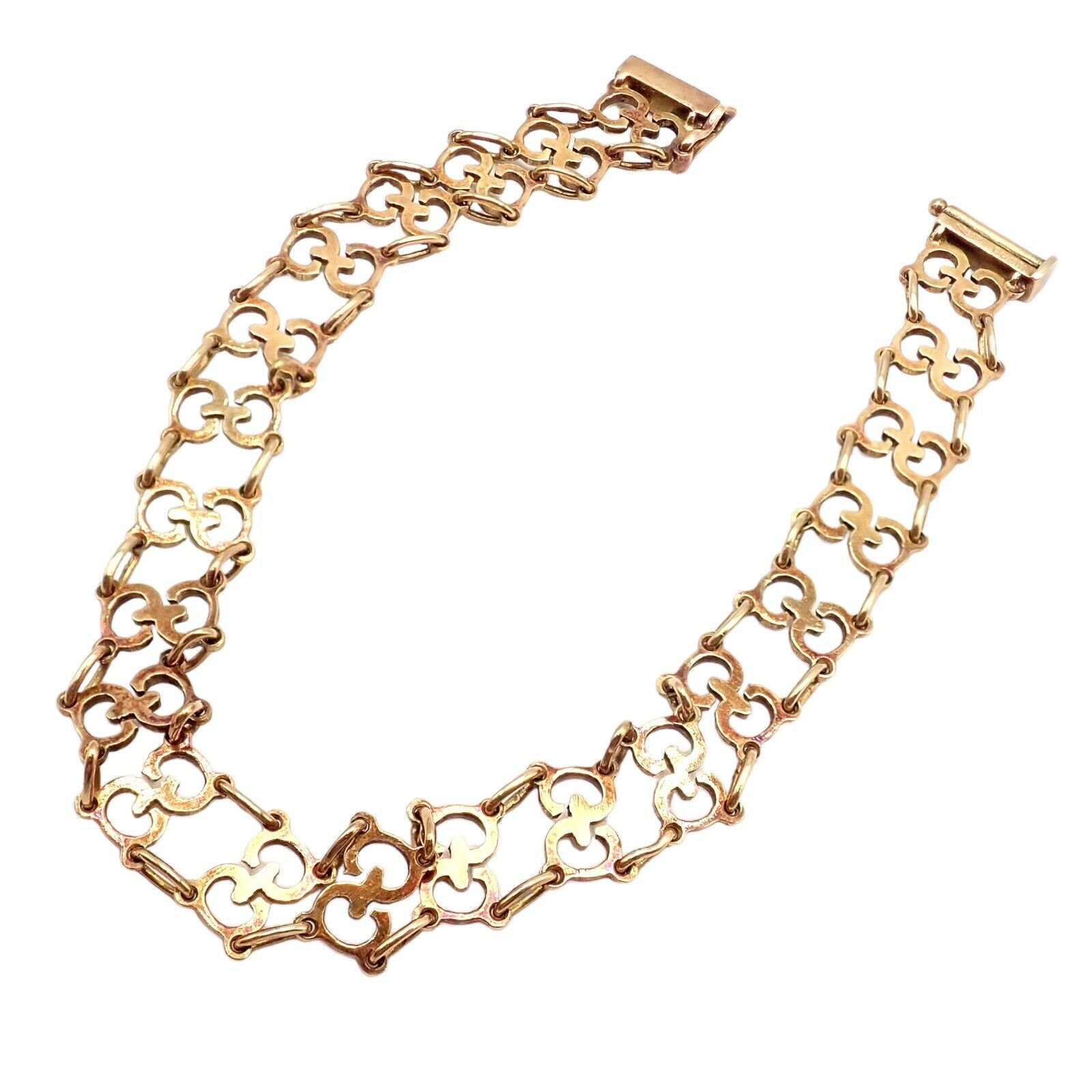 Vintage! Authentic Gucci 18k Yellow Gold Logo Bracelet | Fortrove