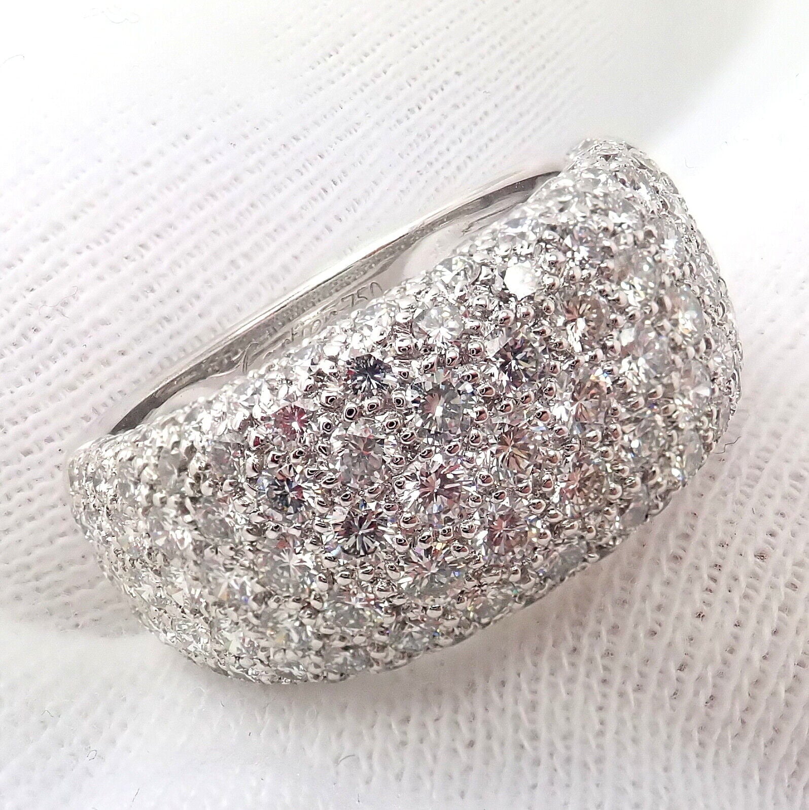 Authentic Cartier 18k White Gold Diamond Band Ring Size 53 US 6 1/4 | Fortrove