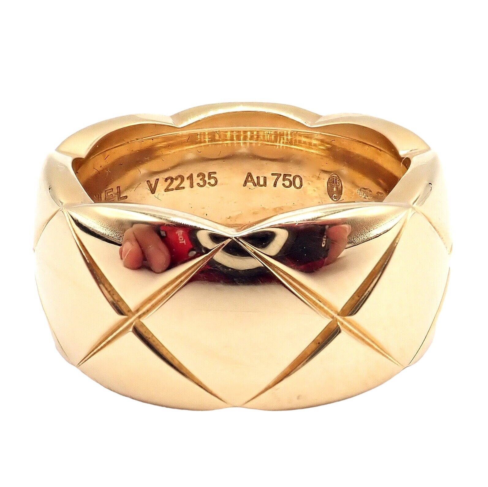 Authentic! Chanel 18k Yellow Gold Yellow Large Wide Coco Crush Band Ring | Fortrove