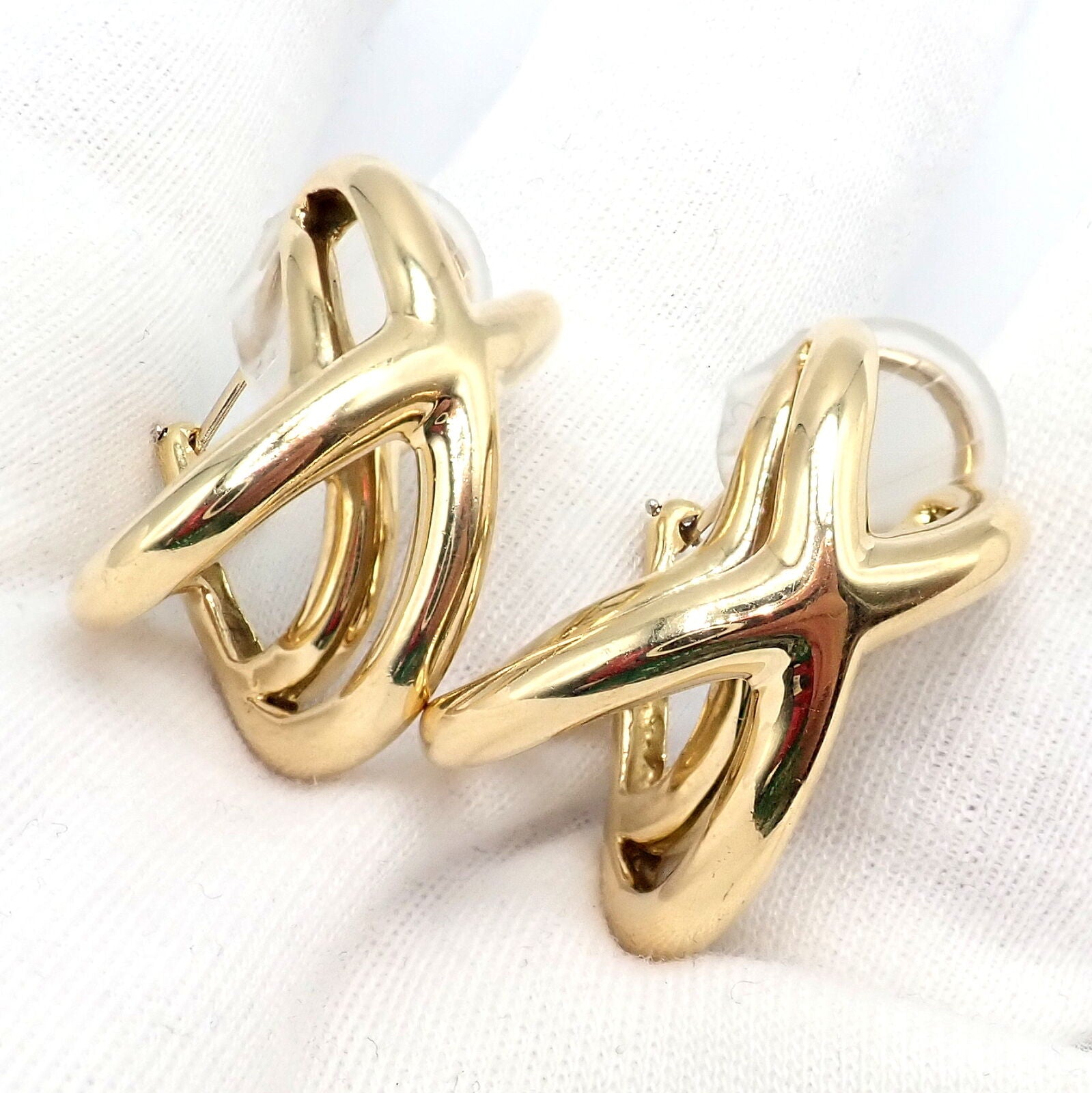 Vintage! Tiffany & Co Claflin 18k Yellow Gold Large Double X Crisscross Earrings | Fortrove