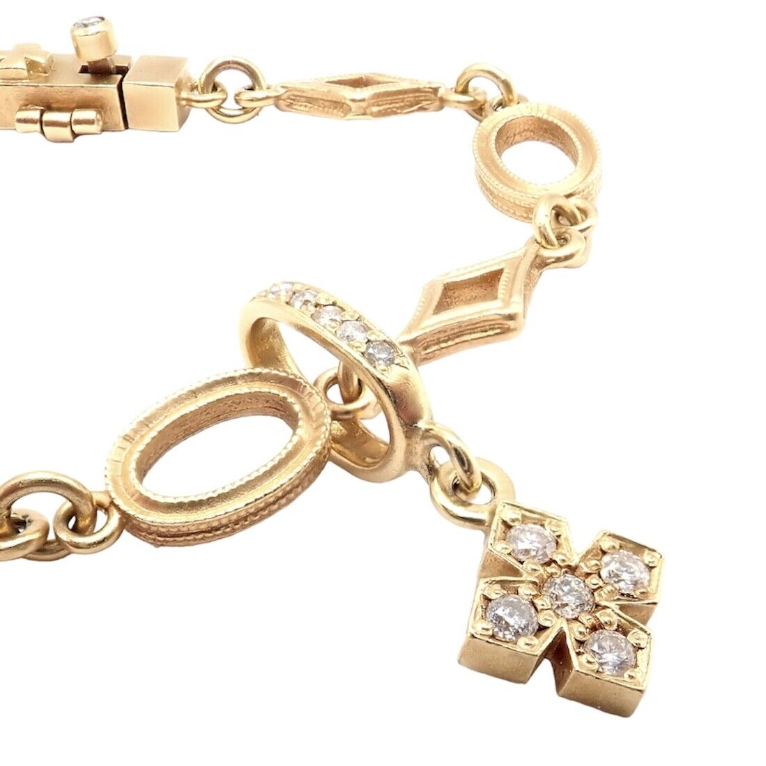 Rare Loree Rodkin 18k Yellow Gold Diamond Cross Bracelet | Fortrove