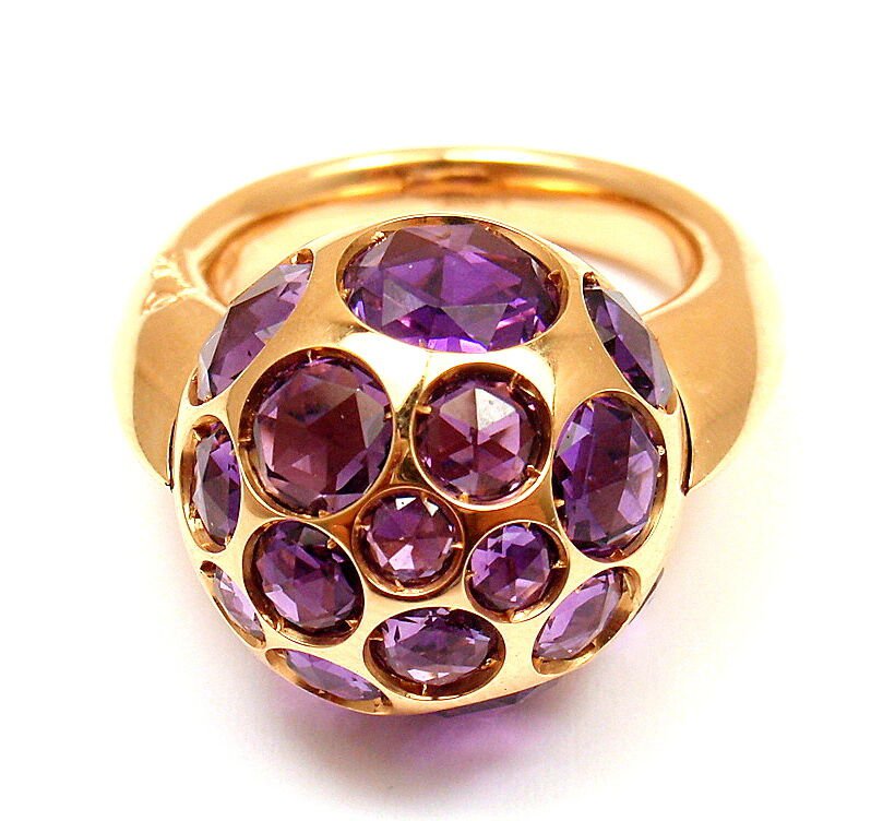 NEW! AUTHENTIC POMELLATO HAREM 18K YELLOW GOLD AMETHYST RING sz 4.5 with TAG | Fortrove