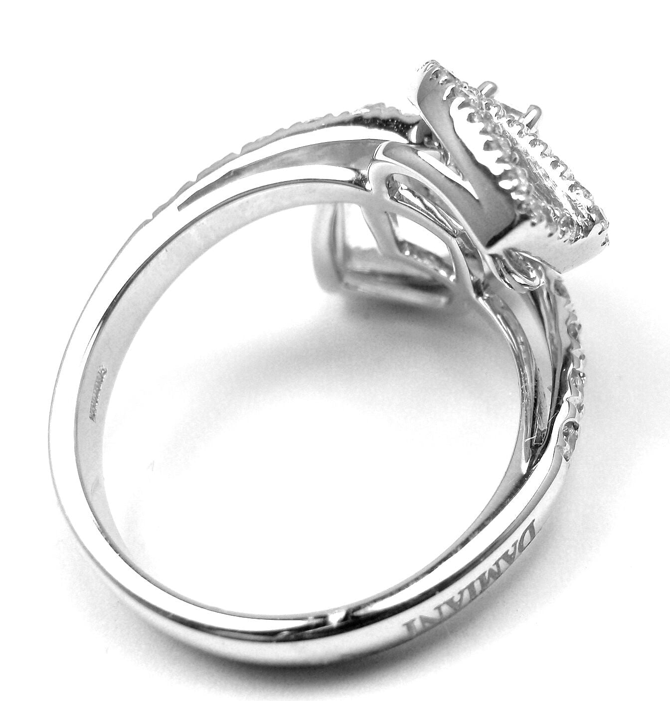 New! Authentic Damiani Madeira Mirror 18k White Gold .80ct Diamond Ring Box Cert | Fortrove