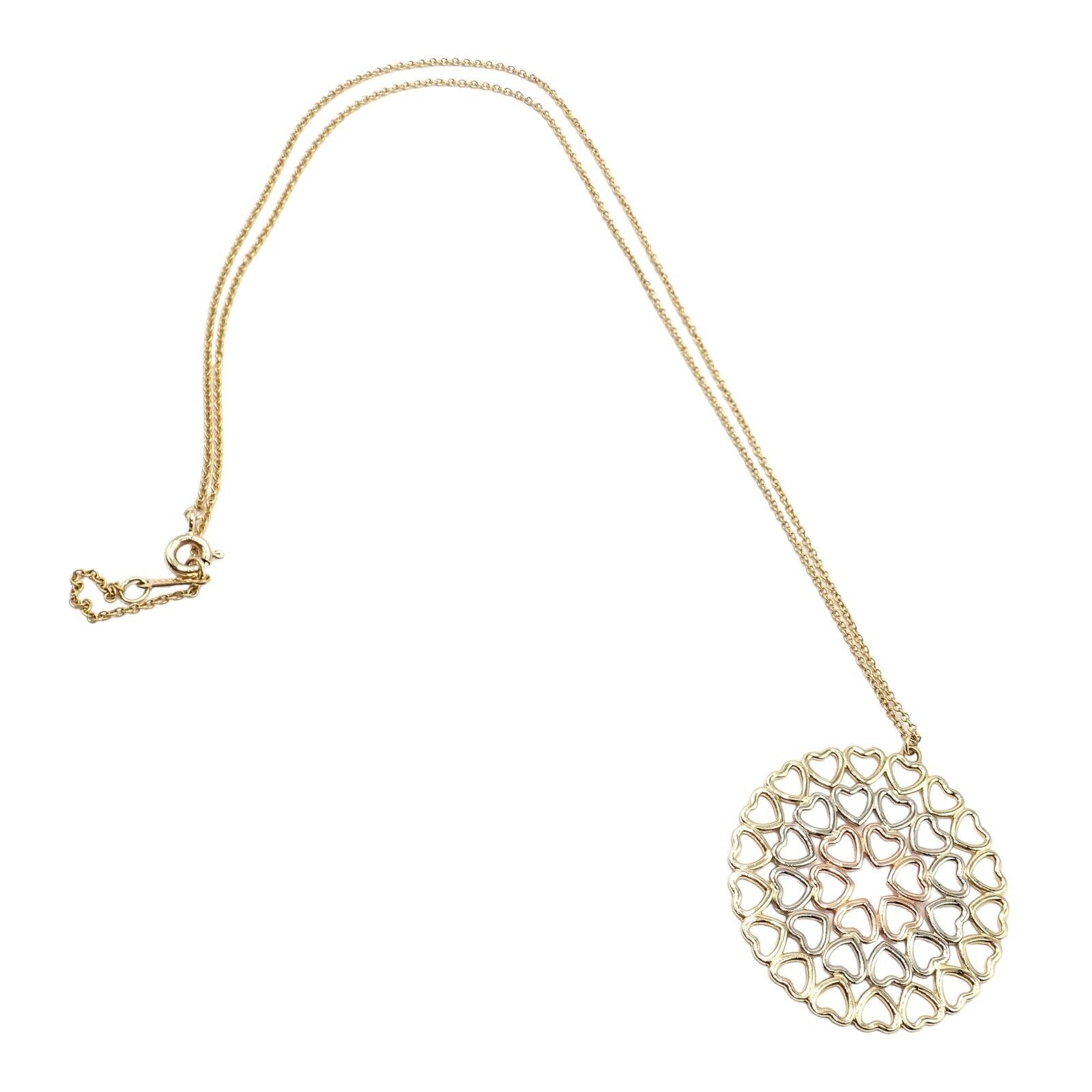 Tiffany & Co Picasso 18k Tri-Color Gold Large Crown of Hearts Pendant Necklace | Fortrove