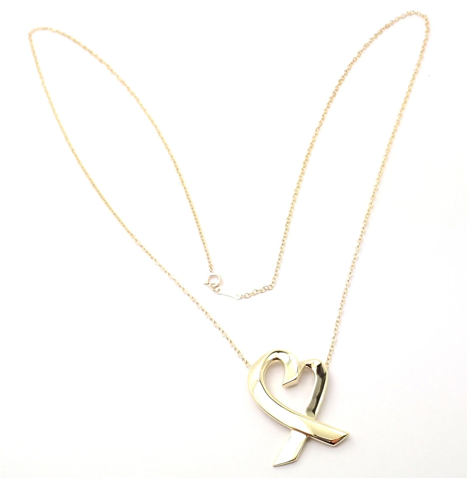 Authentic! Tiffany & Co Picasso 18k Yellow Gold Large Heart Pendant Necklace | Fortrove